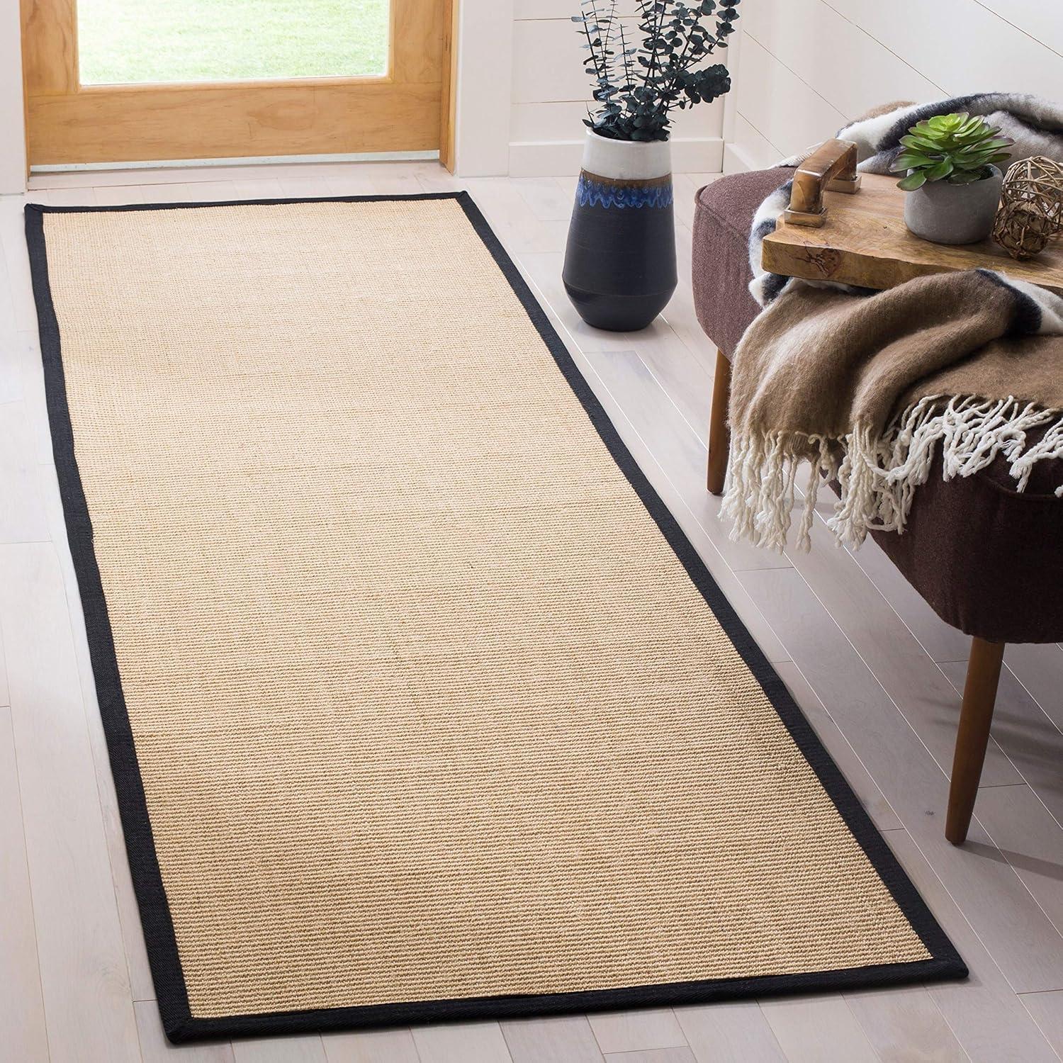 SAFAVIEH Natural Fiber Forrester Border Sisal Area Rug, Maize/Wheat, 9' x 12'