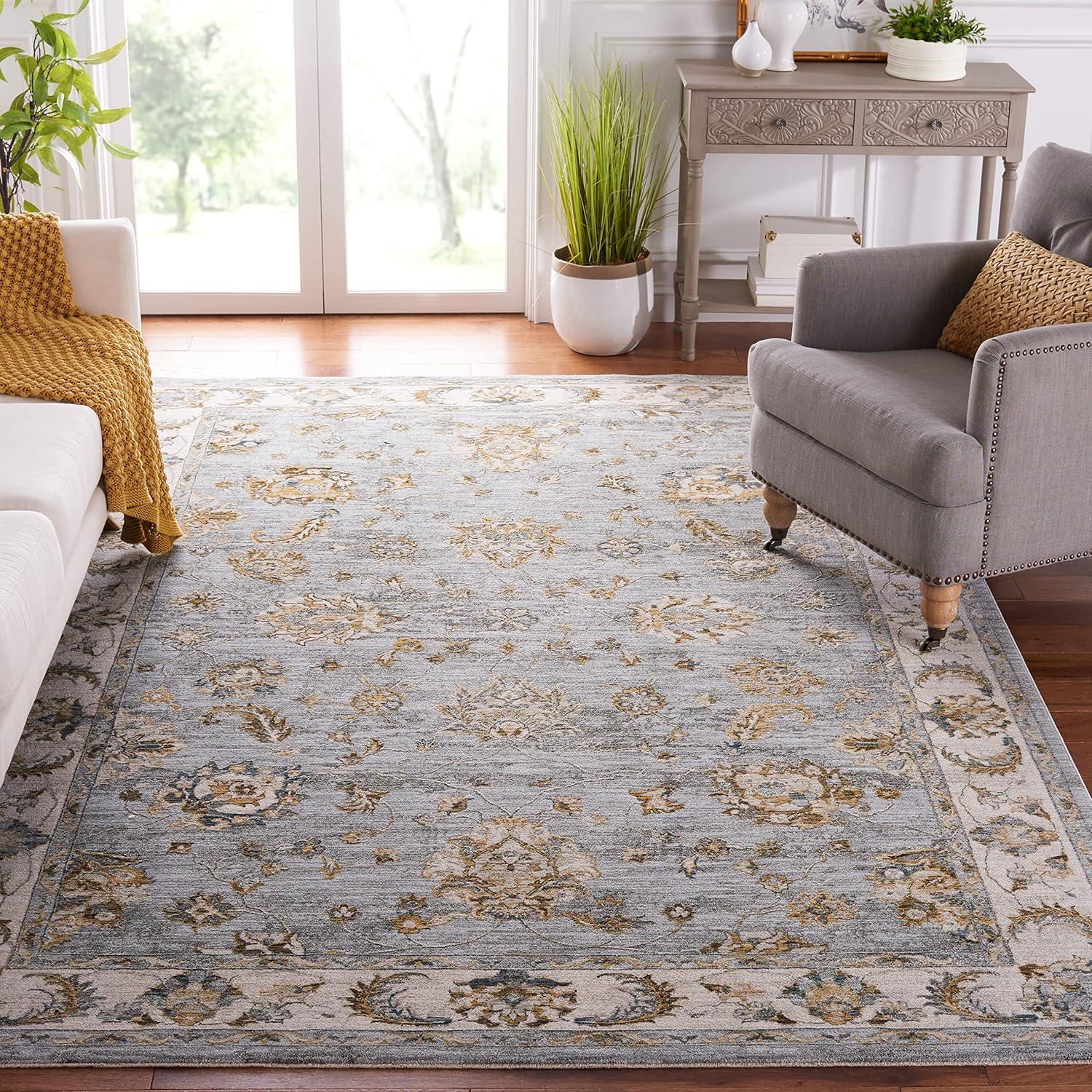 Hamilton HLT106 Power Loomed Area Rug - Blue/Gold - 8'x10' - Safavieh.