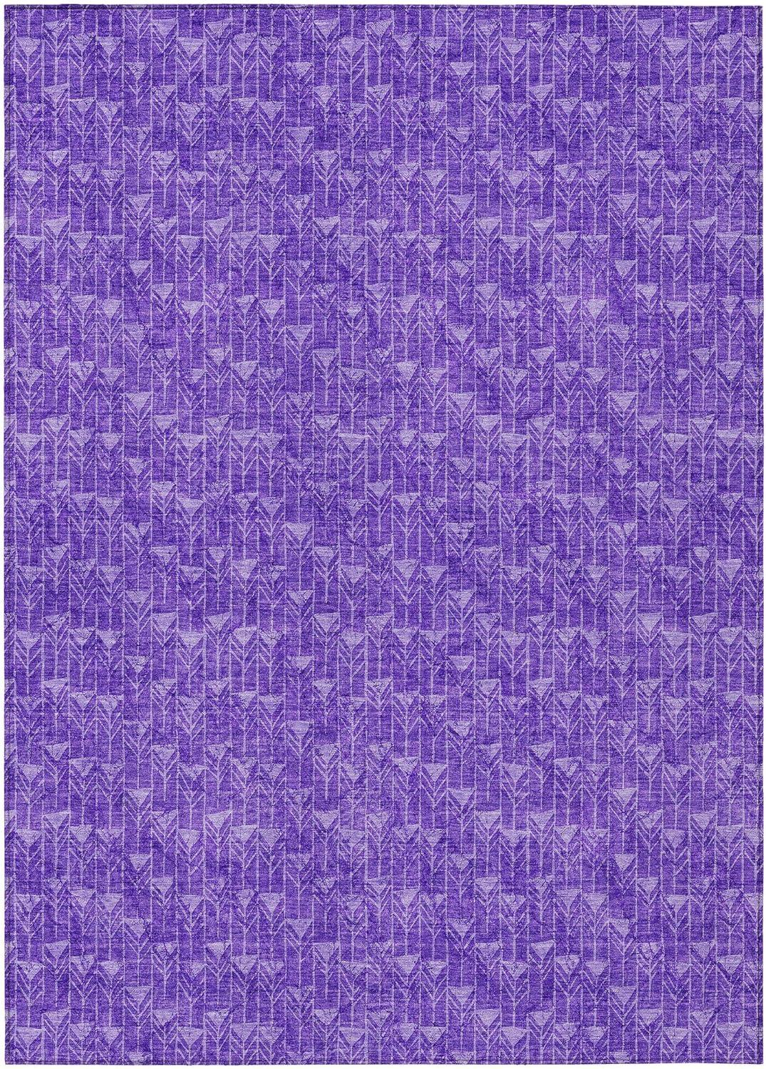 Purple Geometric Pattern Washable Synthetic Area Rug 3' x 5'