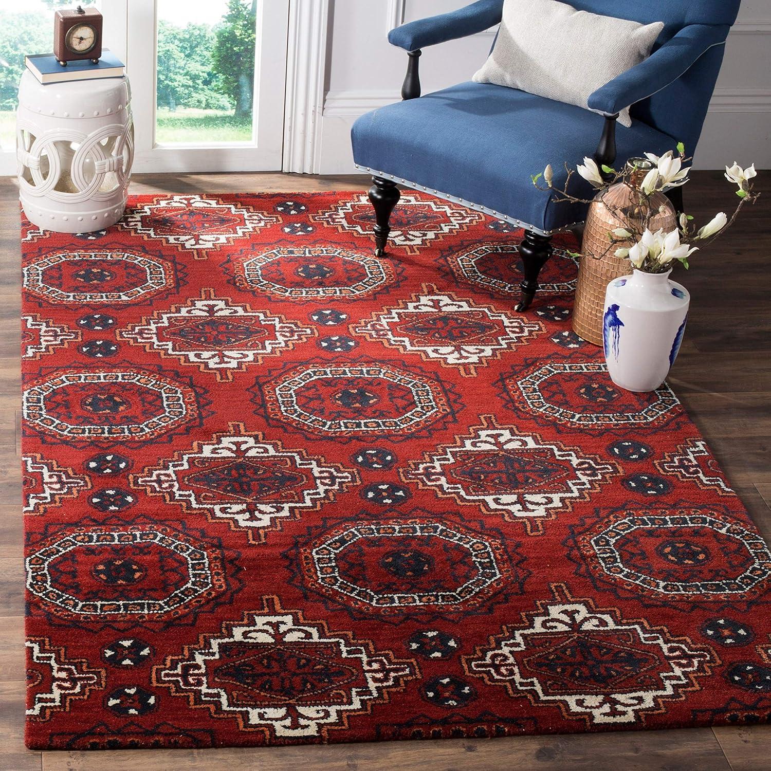 Hand-Tufted Elegance Red Wool 8' x 10' Rectangular Area Rug