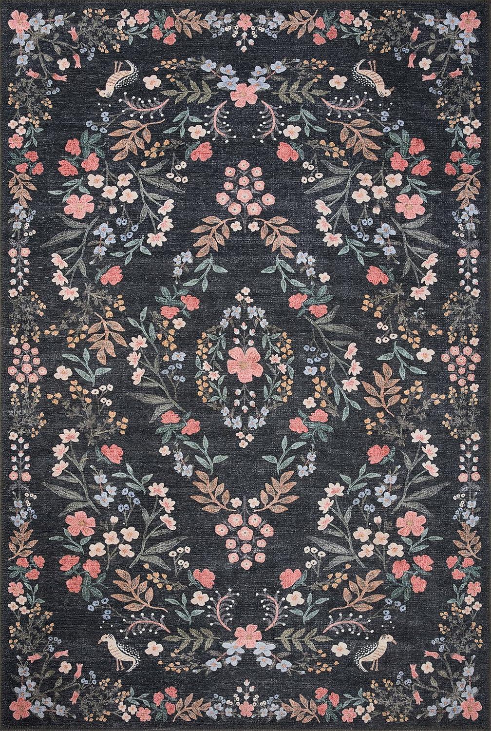 Maison Tuileries Fanciful Bird & Vine Navy 5' x 7'6" Area Rug