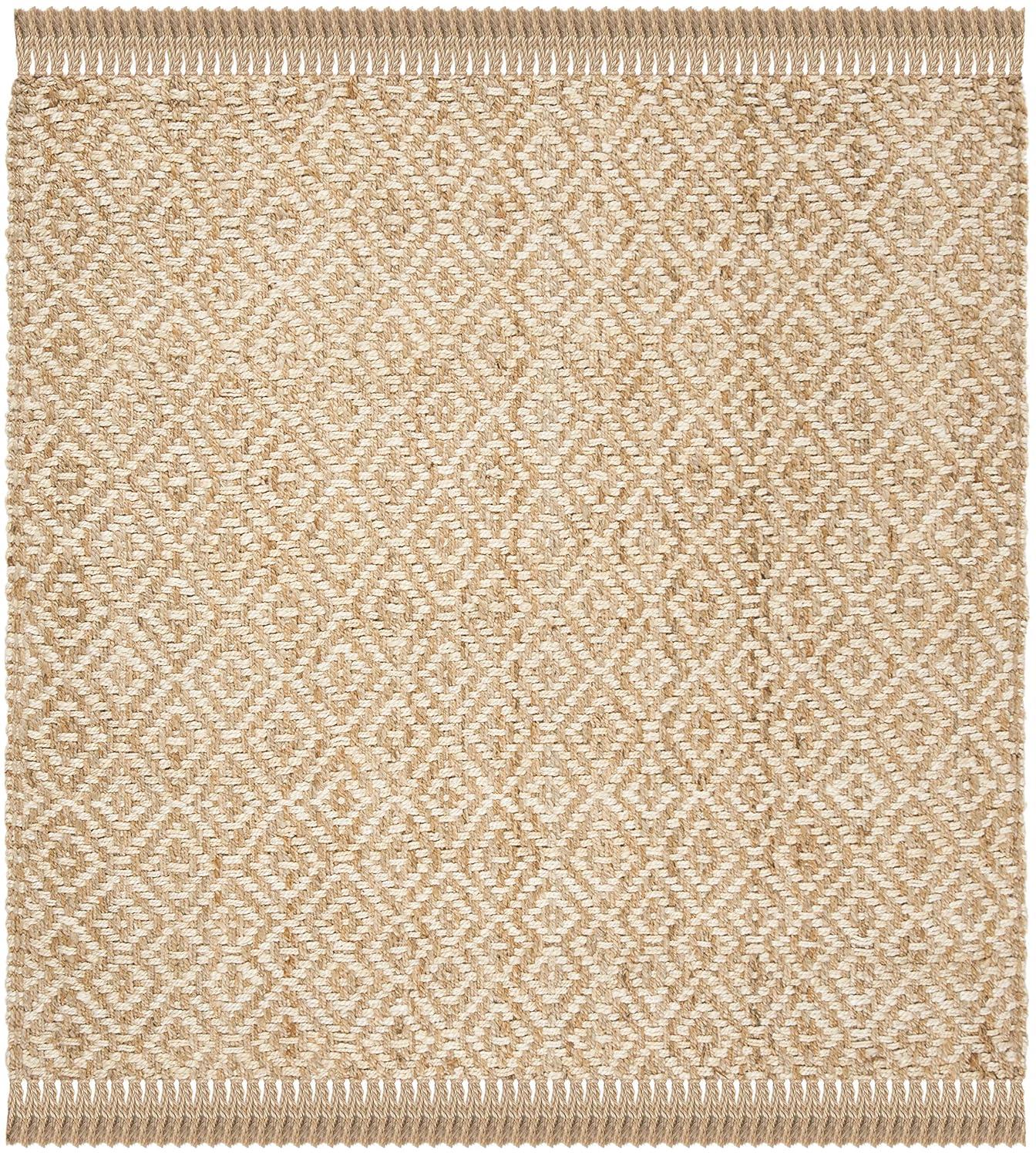 Safavieh Natural Fiber Davie 6 x 6 (ft) Jute Ivory/Natural Square Indoor Geometric Coastal Area rug