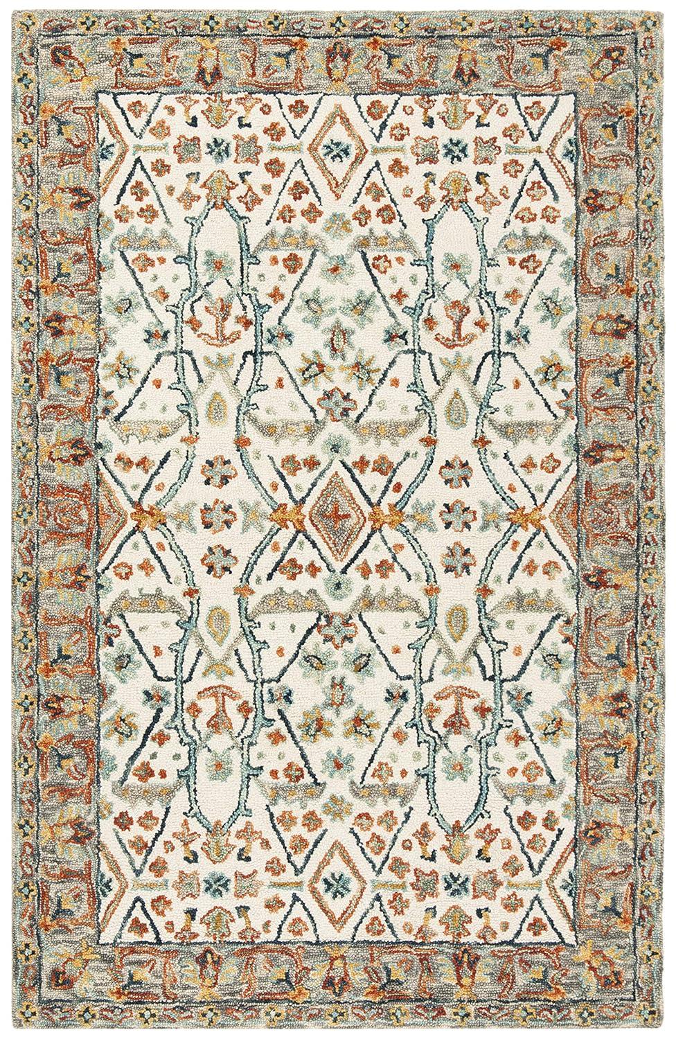 Aspen APN308 Hand Tufted Indoor Area Rug - Ivory/Blue - 4'x6' - Safavieh