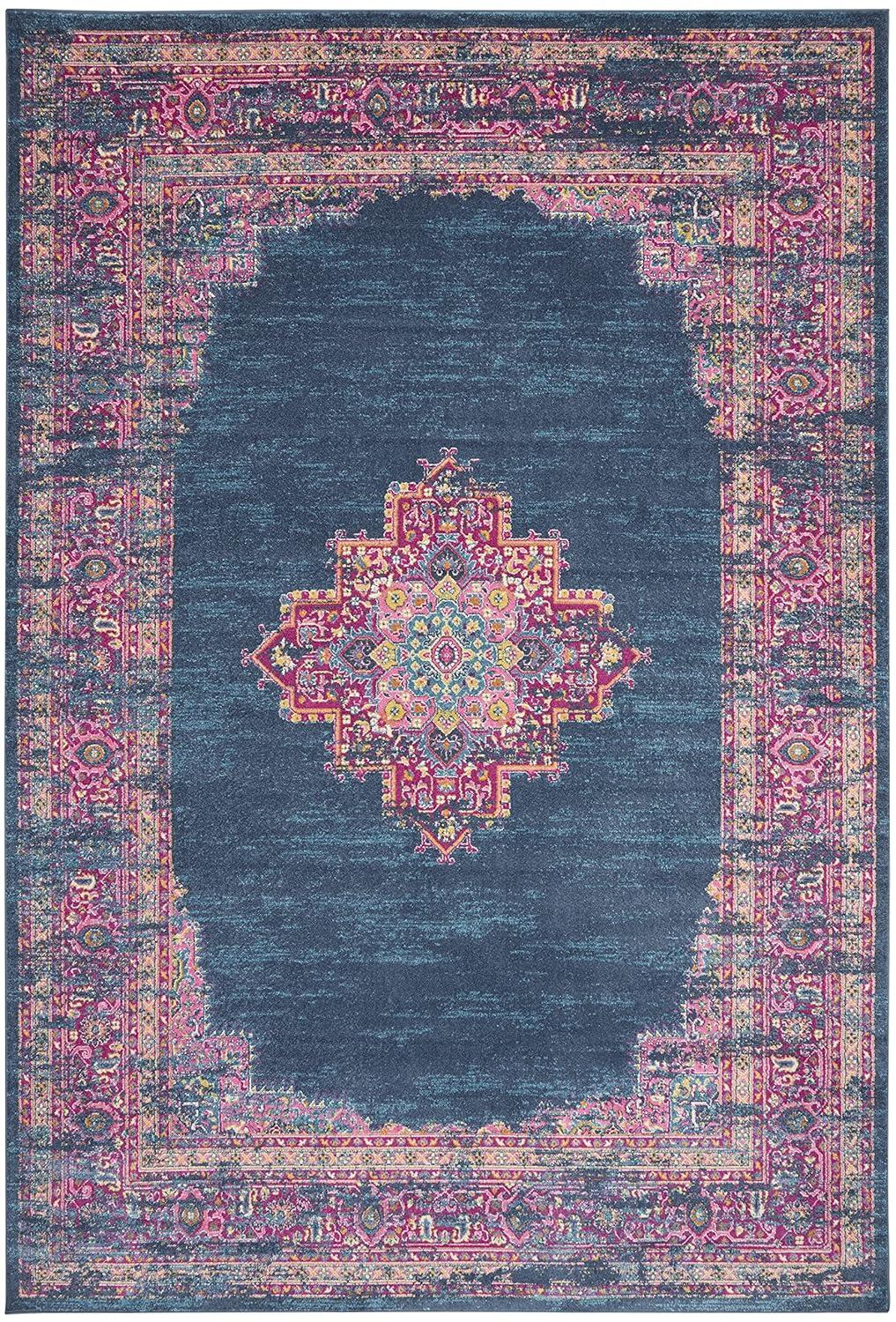 Nourison Passion Medallion Bohemian Indoor Rug Blue 12' x 15'