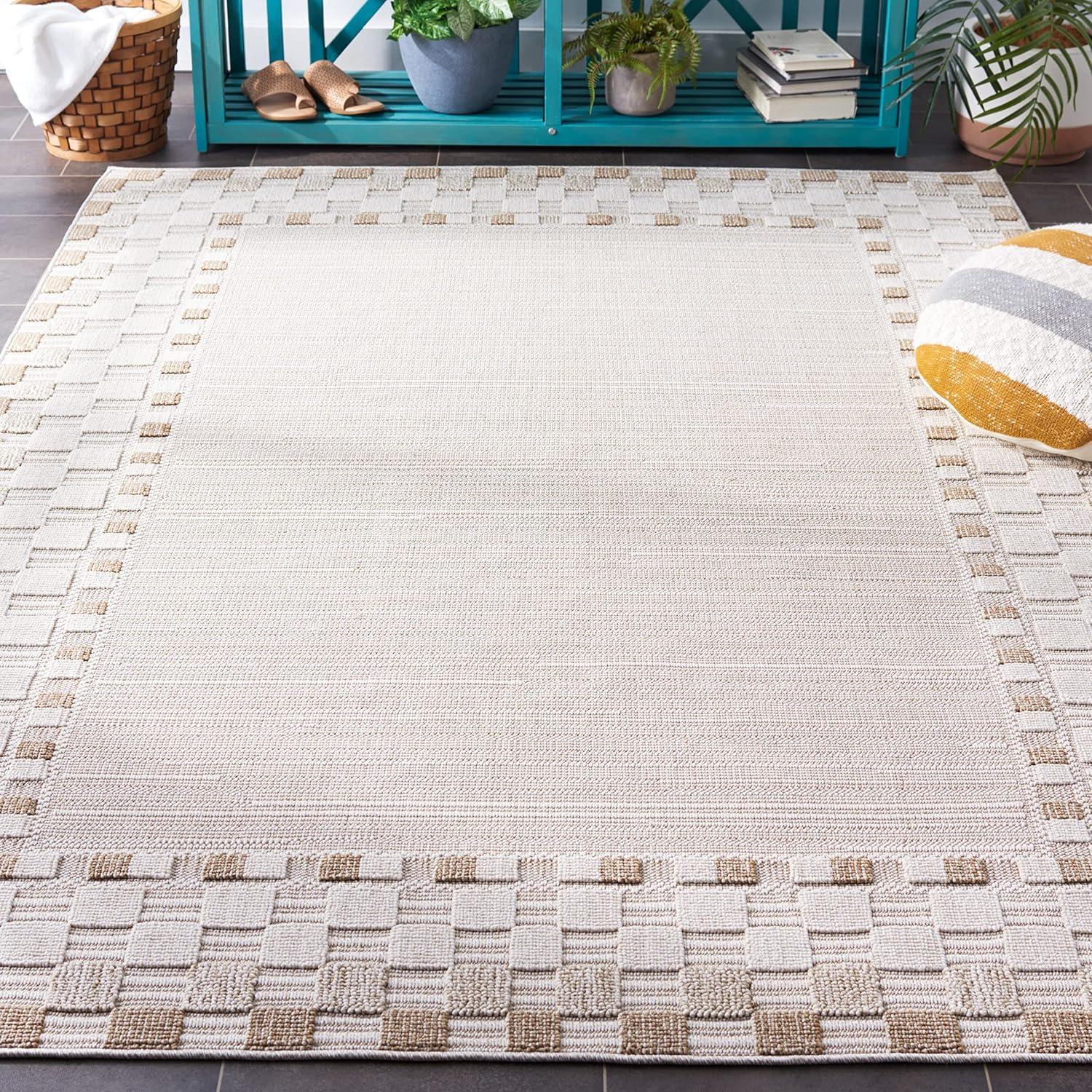 Safavieh Global 9 x 12 (ft) Synthetic Beige/Light Beige Rectangular Indoor/Outdoor Solid Area rug