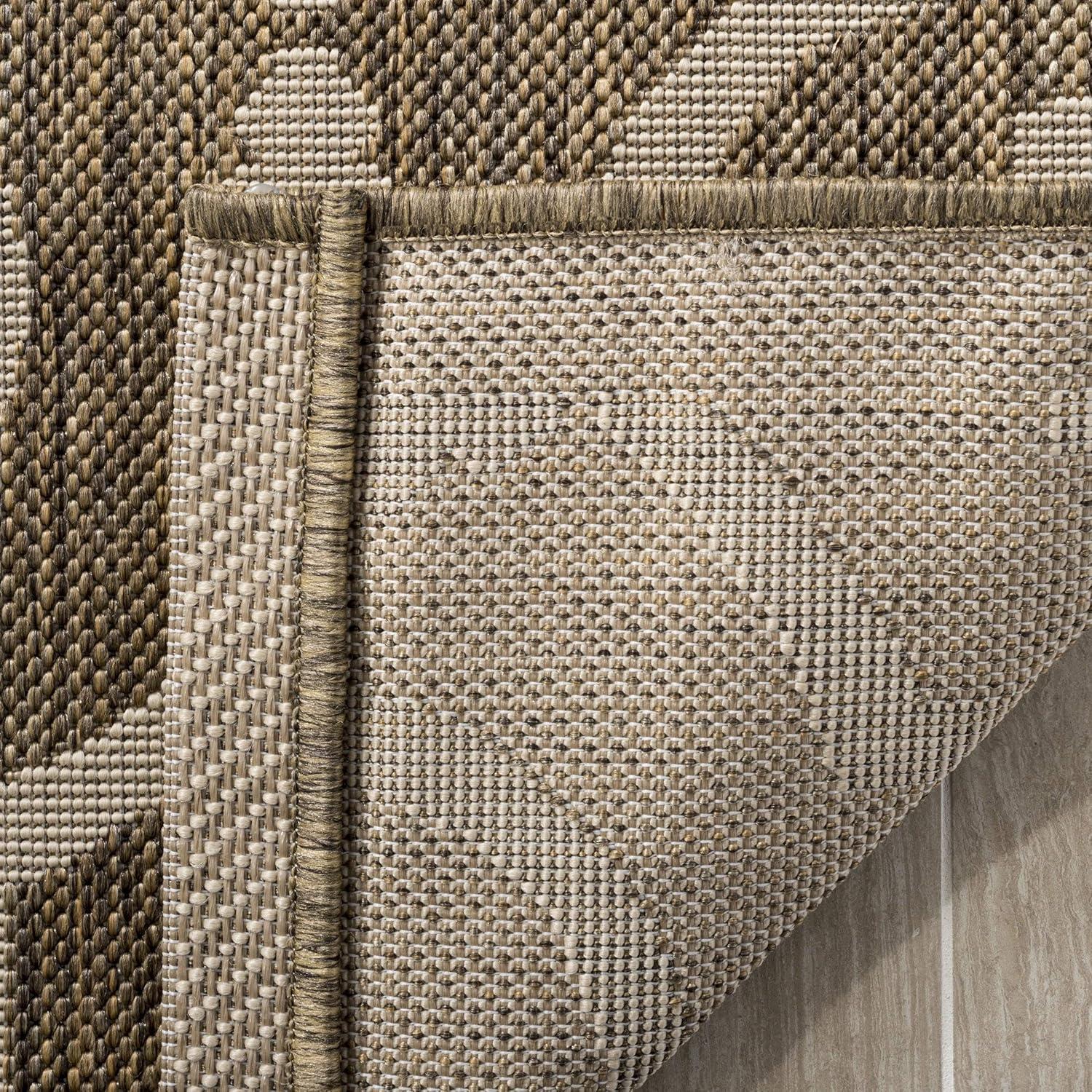 Courtyard CY6926 Power Loomed Indoor and Outdoor Area Rug - Brown/Bone - 7'10"x7'10" - Safavieh