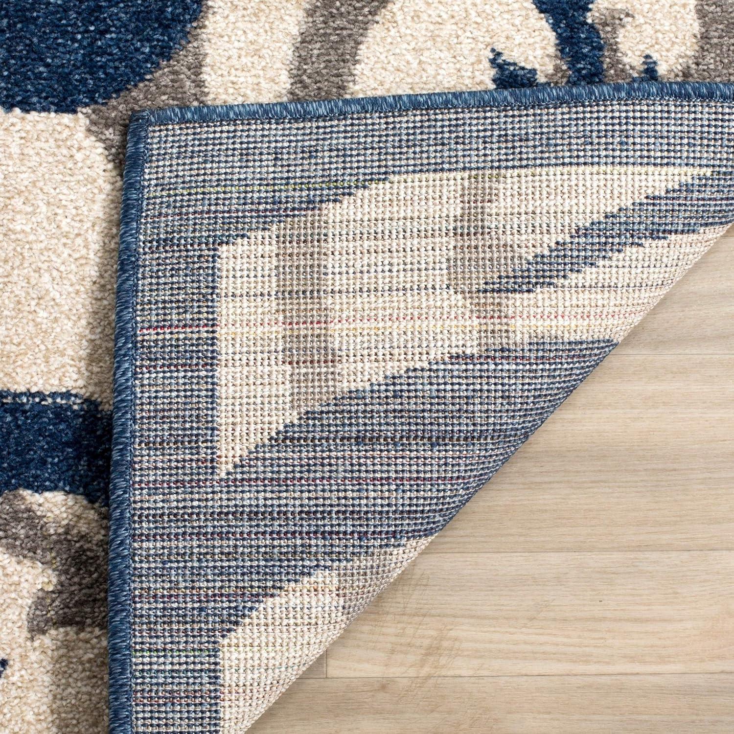 Amherst AMT428 Power Loomed Indoor Area Rug - Ivory/Navy - 5'3"x8' - Safavieh
