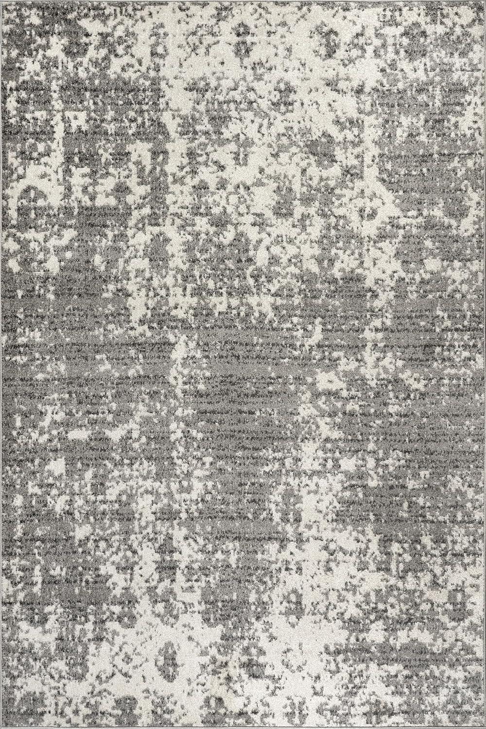 Deedra Modern Abstract Power Loom Performance Gray/White Rug