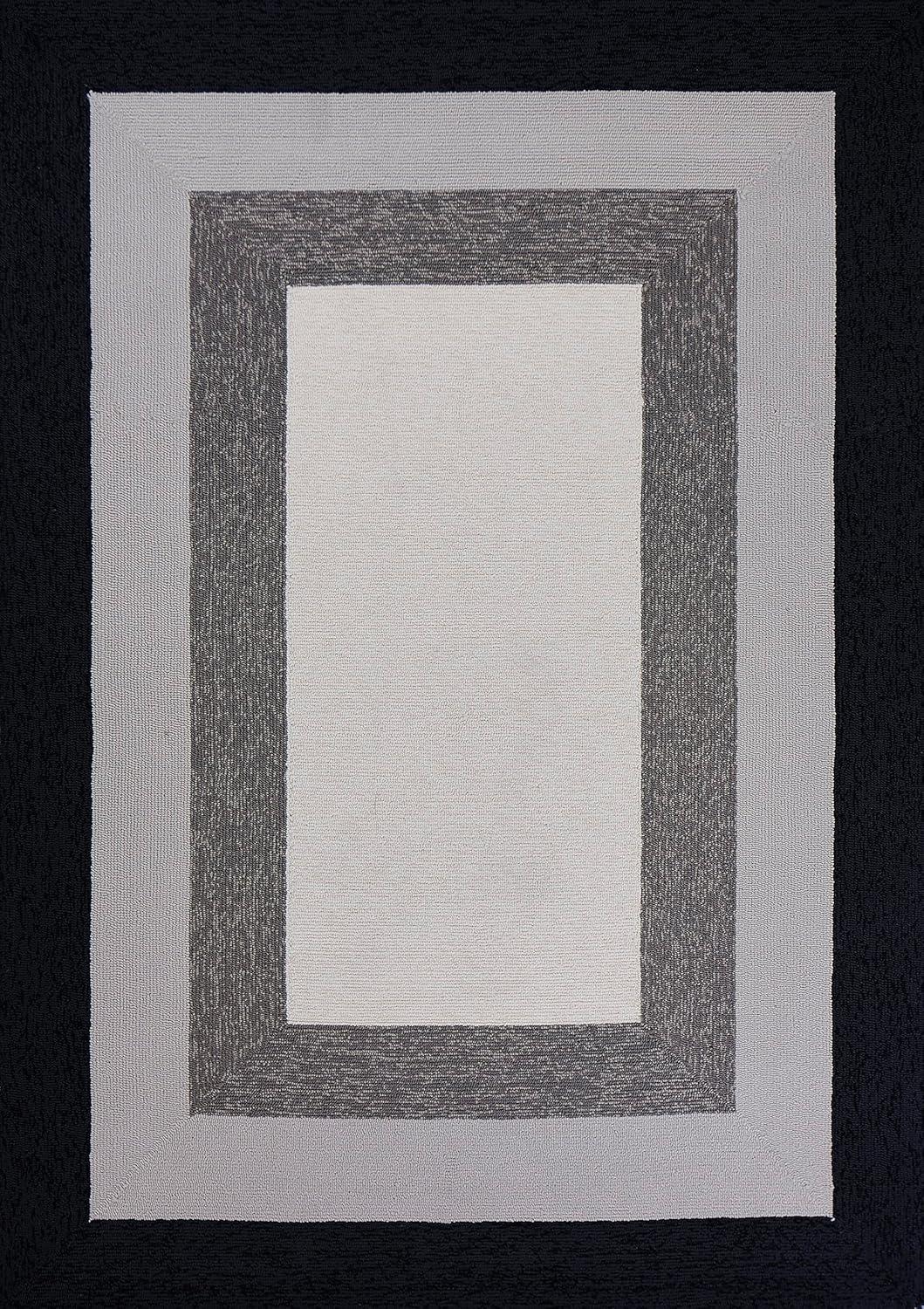 Contemporary Blue Block Outdoor Accent Rug - Synthetic, Easy Care