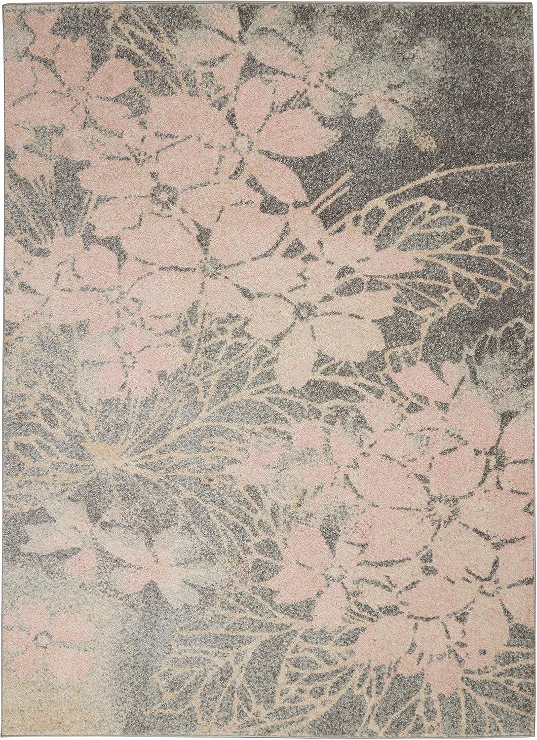 Tranquil TRA08 Beige/Navy Area Rug Contemporary Ombre Floral By Nourison