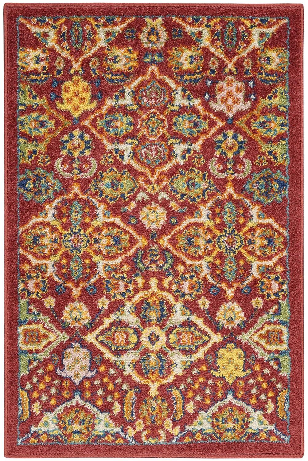 Nourison Allur Boho Indoor Area Rug Red Multicolor 2'3" x 7'6"
