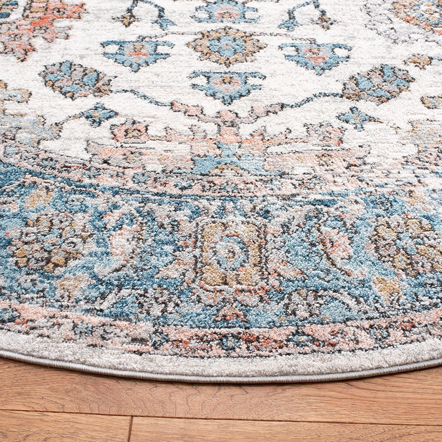 Shivan SHV797 Power Loomed Area Rug - Grey/Blue - 6'7" round - Safavieh.