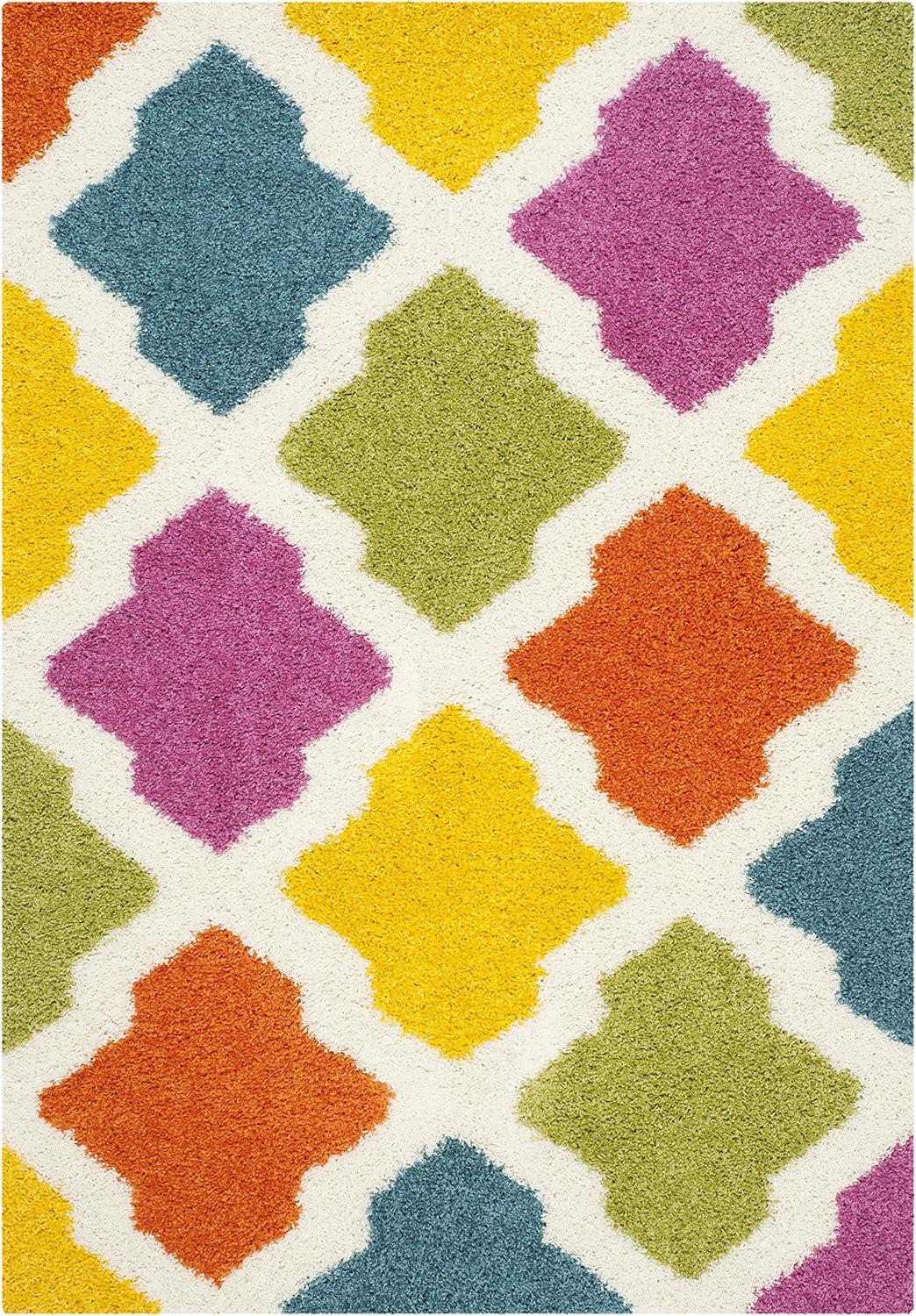 Shag Kids SGK562 Power Loomed Indoor Area Rug - Ivory/Multi - 4'x6' - Safavieh.