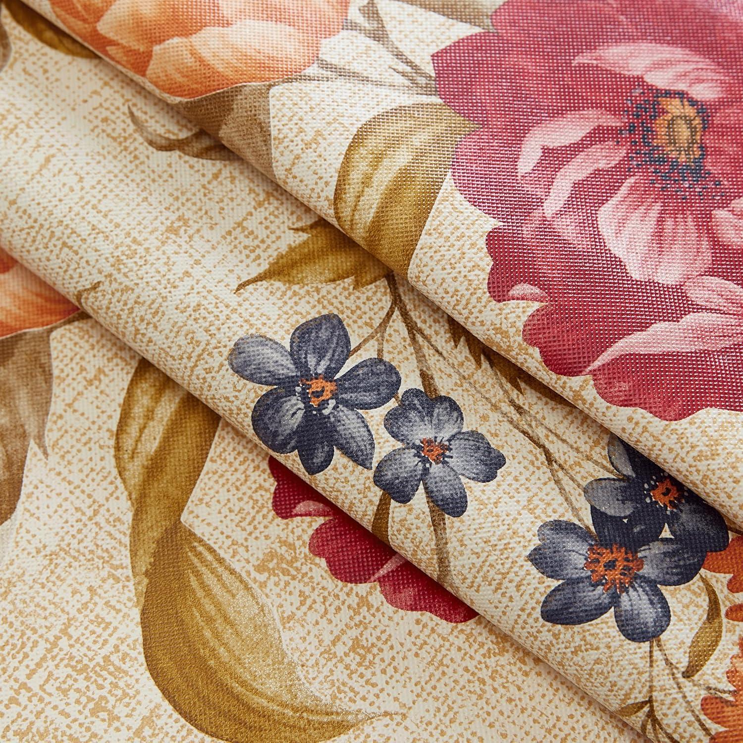 Newbridge Nicolette French Floral Garden 52 x 52 inch Square Flannel Backed Vinyl Tablecloth