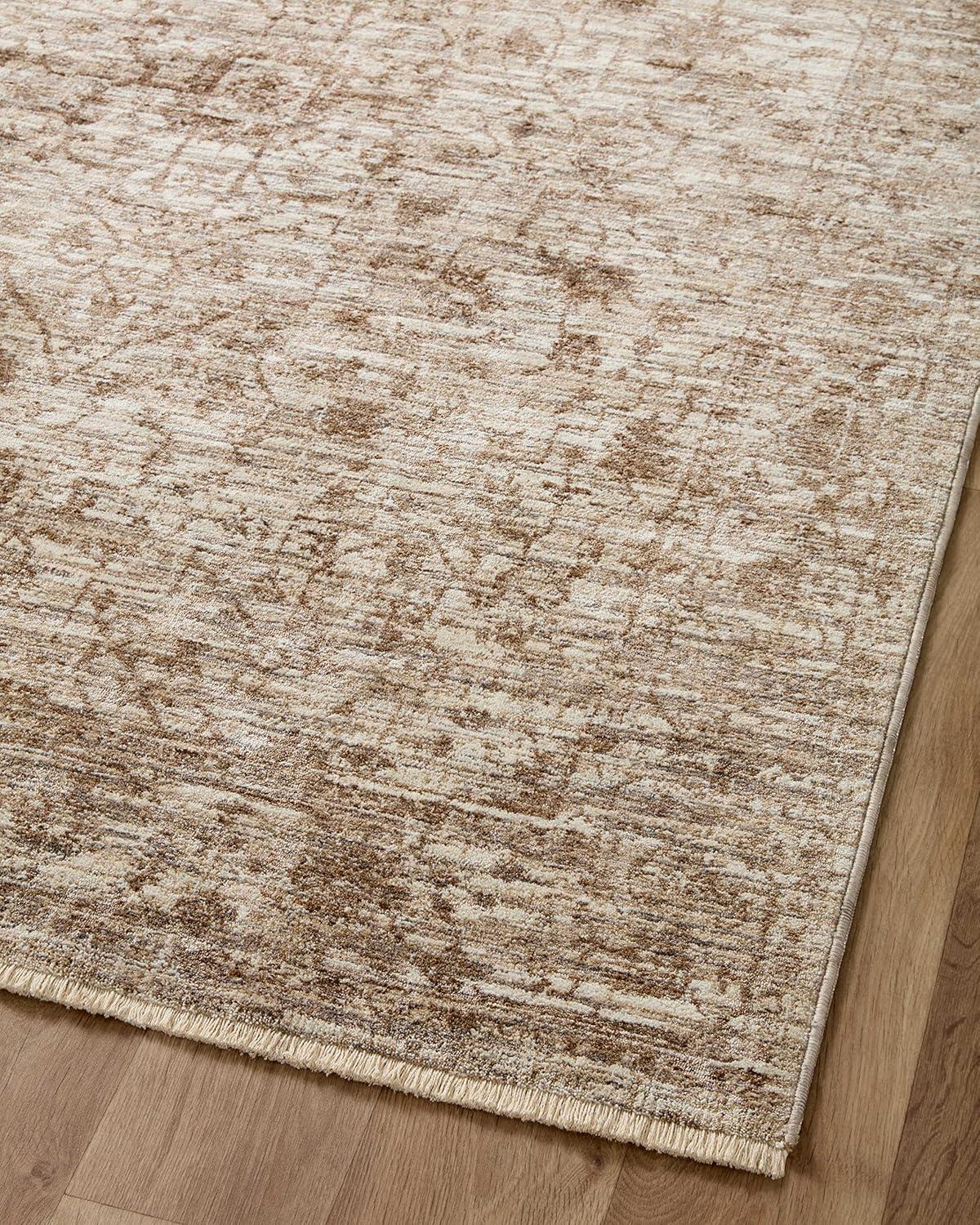 Sorrento Oriental Machine Made Polyester Area Rug in Bark/Natural