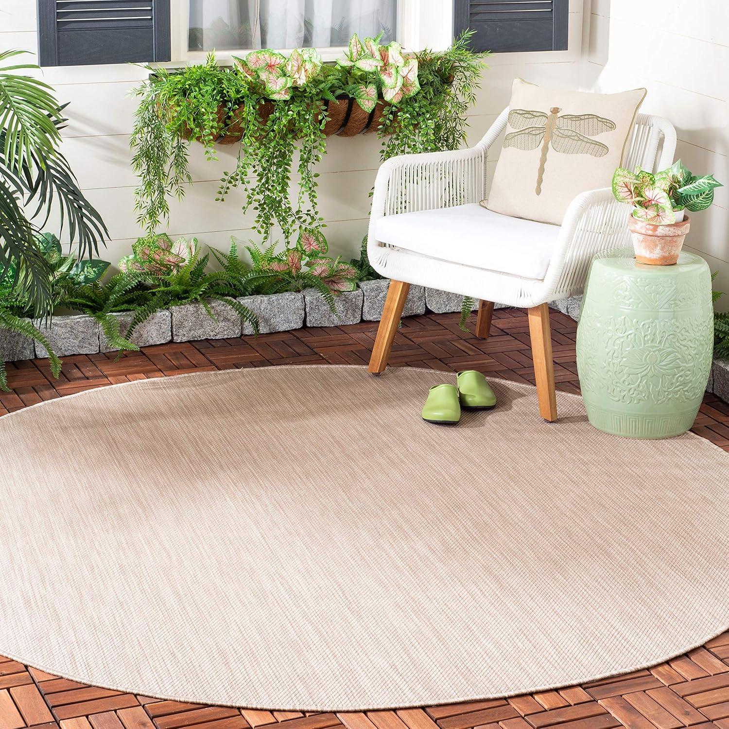 Beach House BHS218 Power Loomed Indoor/Outdoor Area Rug - Beige - 6'7"x6'7" - Safavieh