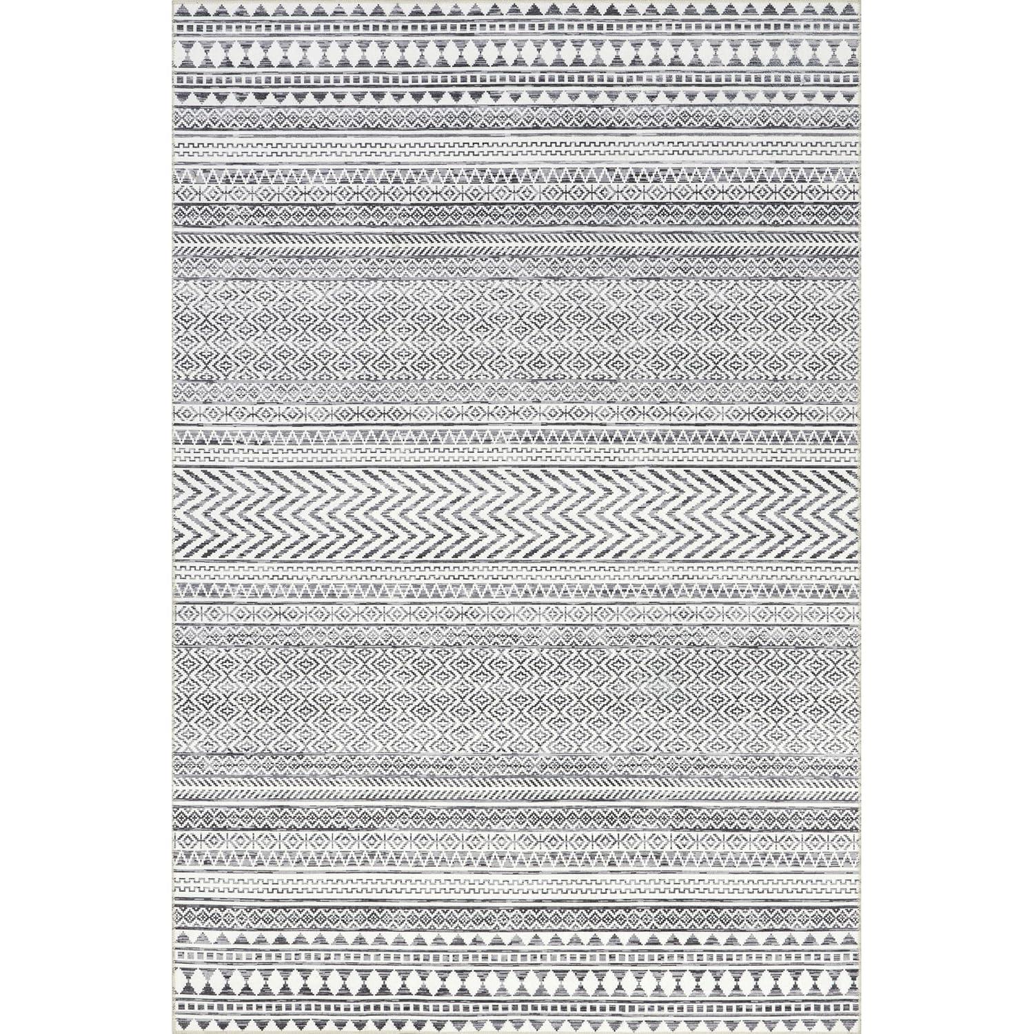Nuloom Kira Pet Friendly Machine Washable Geometric Area Rug, 5' x 8', Grey