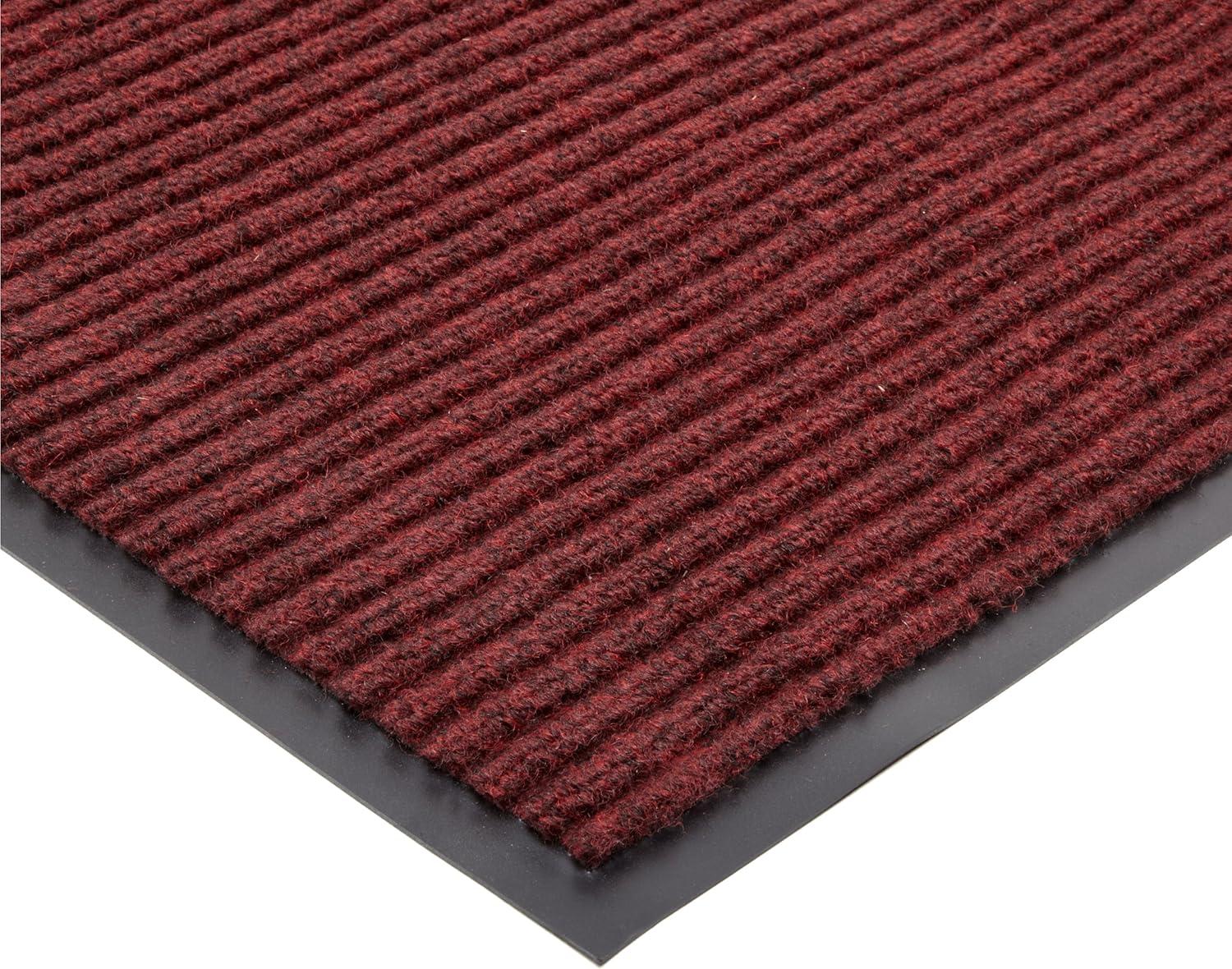 Brush Step® Low-Profile Scraper Entrance Mat, 5/16 in x 3 ft W x 5 ft L, Needle-Punched Yarn, Vinyl Backing, Red/Black