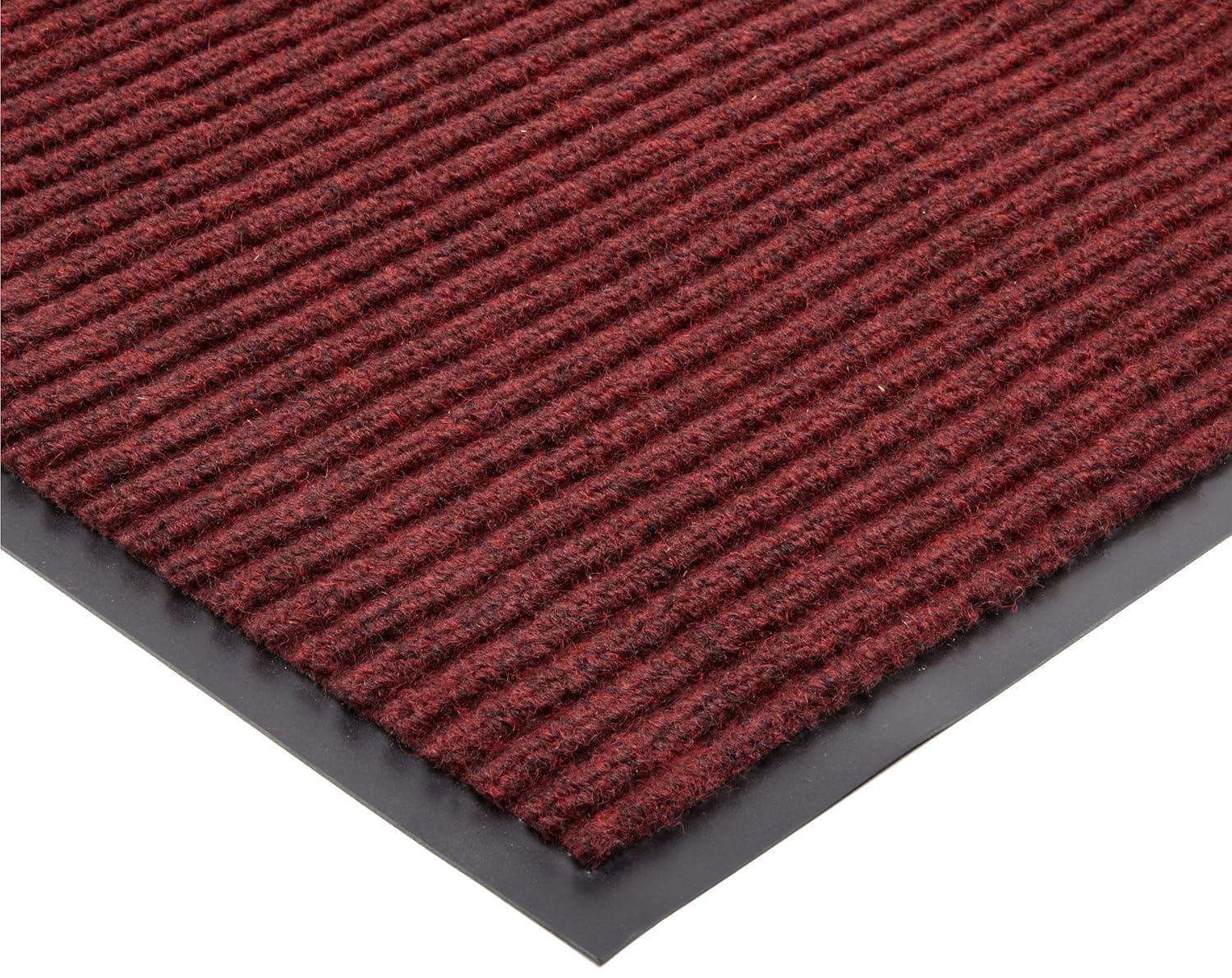 Brush Step® Low-Profile Scraper Entrance Mat, 5/16 in x 3 ft W x 5 ft L, Needle-Punched Yarn, Vinyl Backing, Red/Black