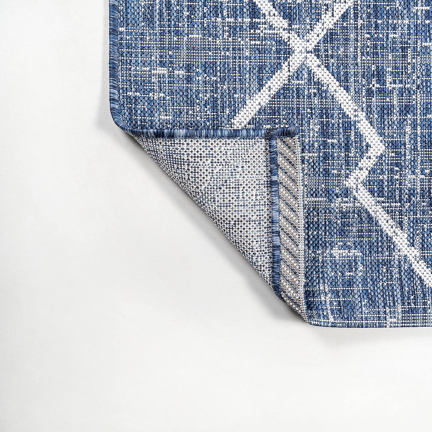 3'x5' Carwa Diamond Trellis Indoor/Outdoor Area Rug, Blue/Ivory - JONATHAN Y