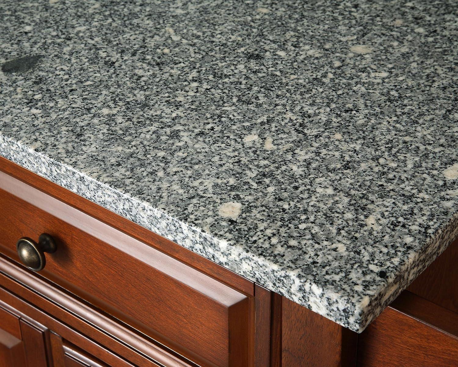 Cambridge Black Kitchen Island with Granite Top and Storage