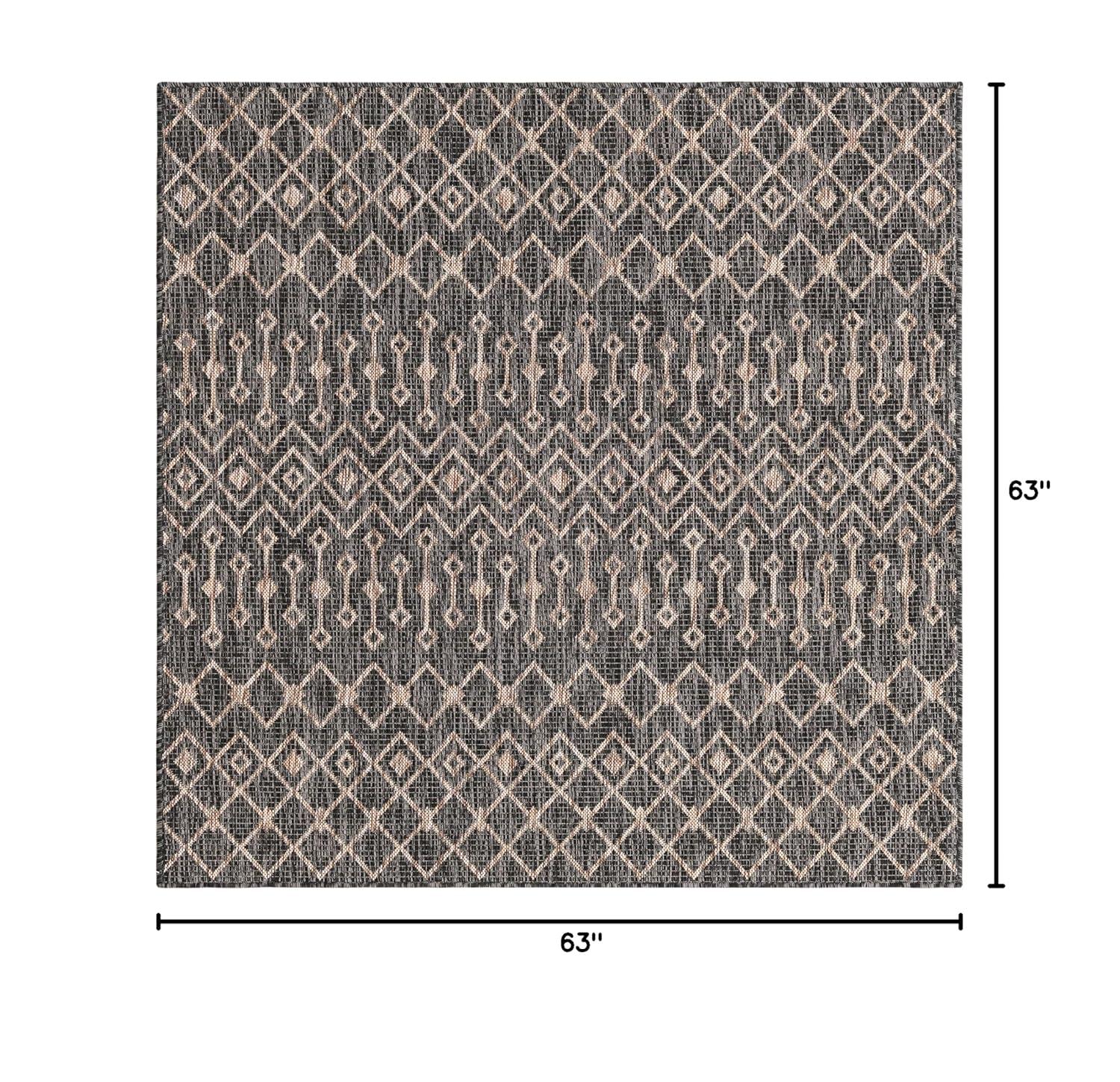 Unique Loom 5' 3 x 5' 3 Square Indoor/Outdoor Trellis Charcoal Gray Area Rug