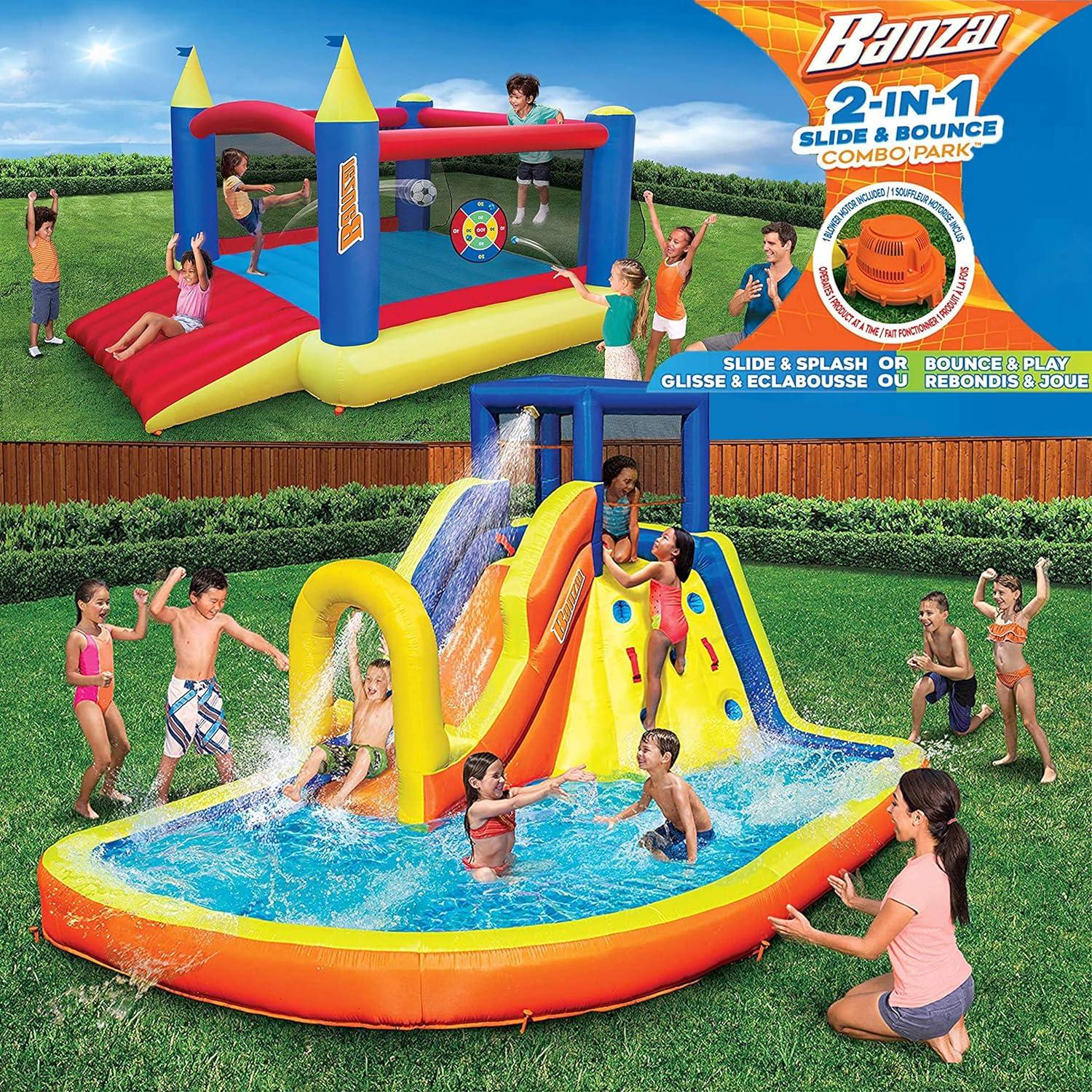 Banzai Inflatable Water Slide and Bounce House Combo Pack