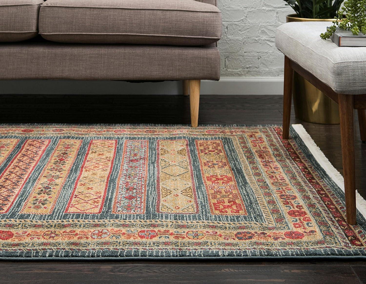 Unique Loom Pasadena Fars Rug Blue/Light Blue 2' 2" x 3' 1" Rectangle Striped Modern Perfect For Living Room Bed Room Dining Room Office