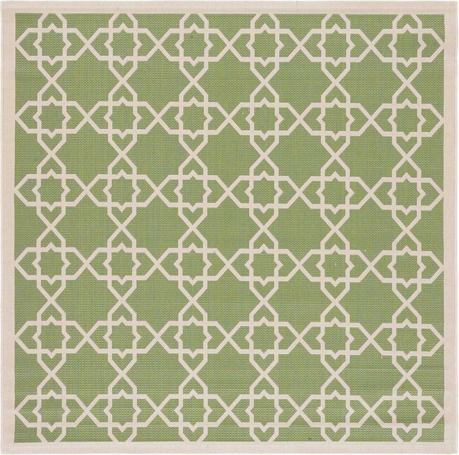Courtyard CY6032 Power Loomed Indoor and Outdoor Area Rug - Green/Beige - 6'7"x6'7" - Safavieh