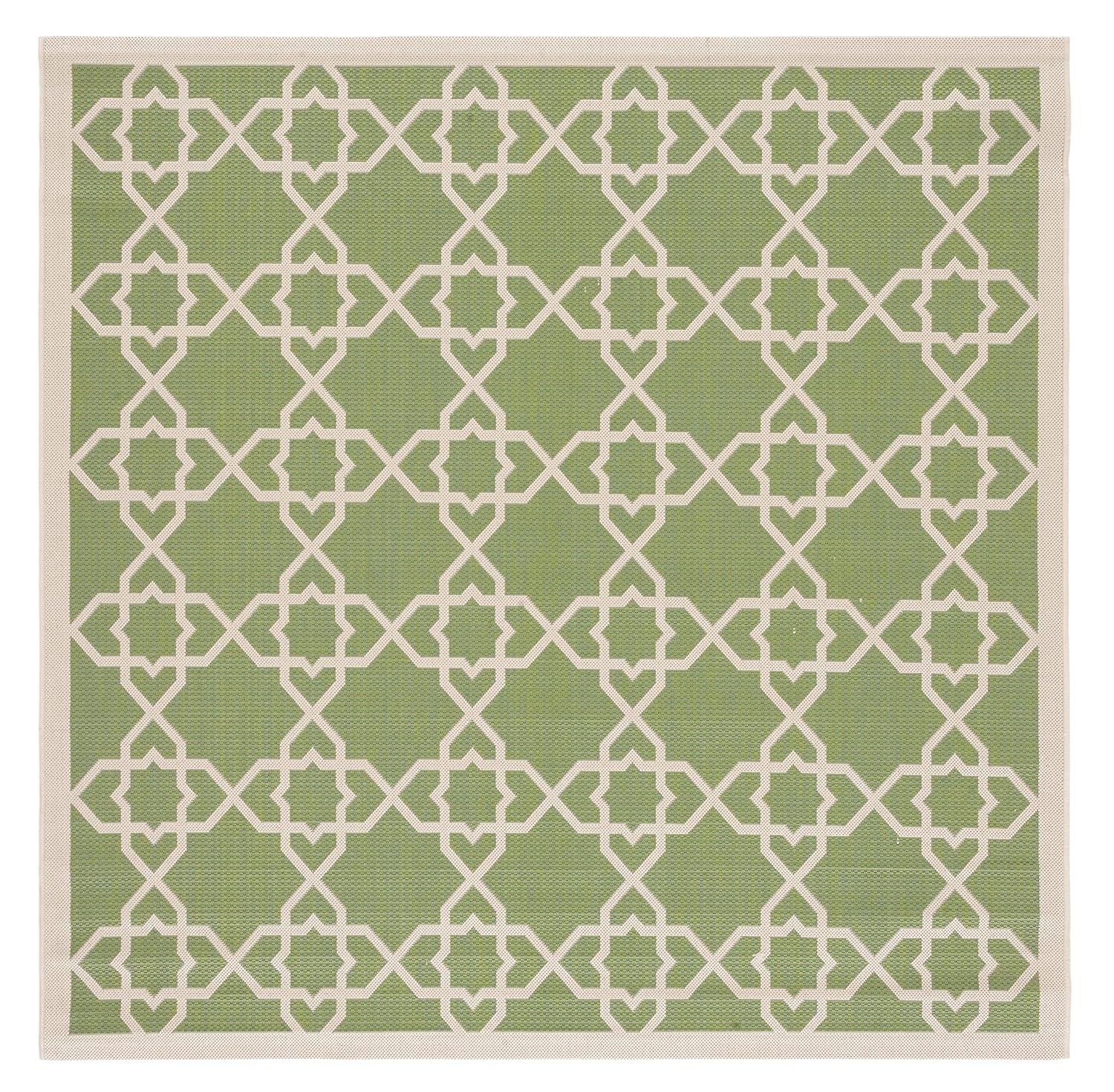 Courtyard CY6032 Power Loomed Indoor and Outdoor Area Rug - Green/Beige - 6'7"x6'7" - Safavieh
