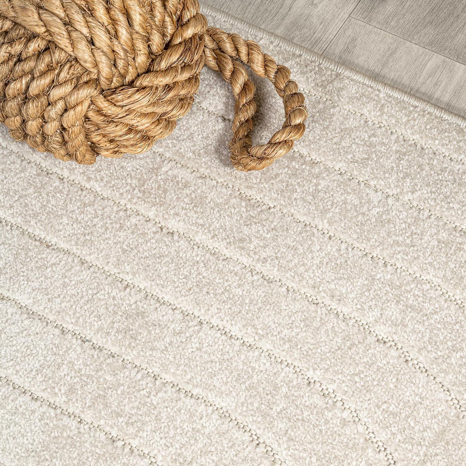JONATHAN Y Odense High-Low Minimalist Angle Geometric Ivory/Cream 8 ft. x 10 ft. Indoor/Outdoor Area Rug