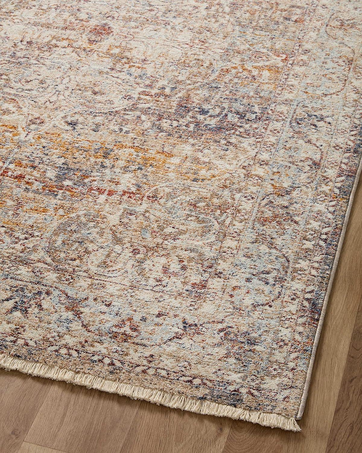 Sorrento Oriental Machine Made Power Loom Polyester Area Rug in Natural