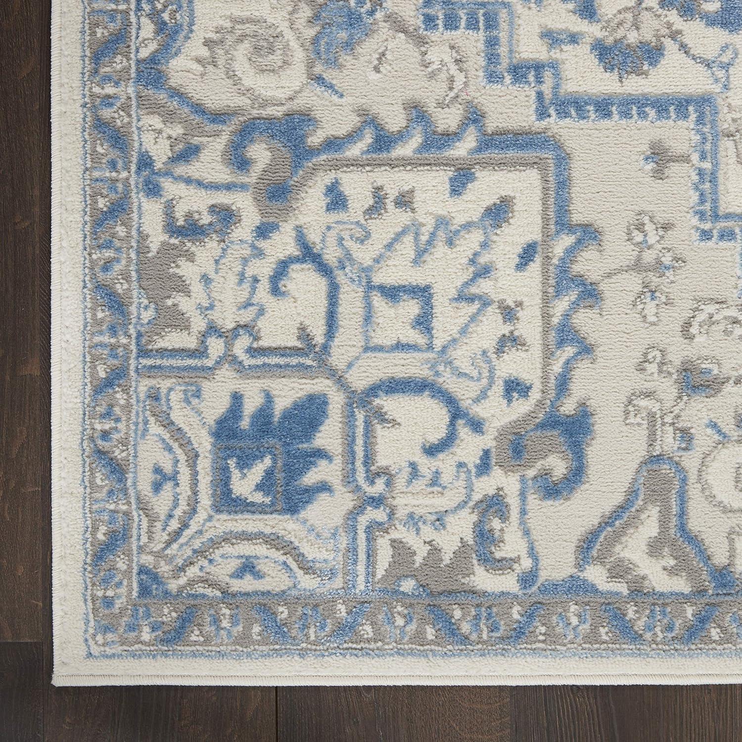Nourison Elation Bohemian Medallion Indoor Rug Ivory Blue 4' x 6'