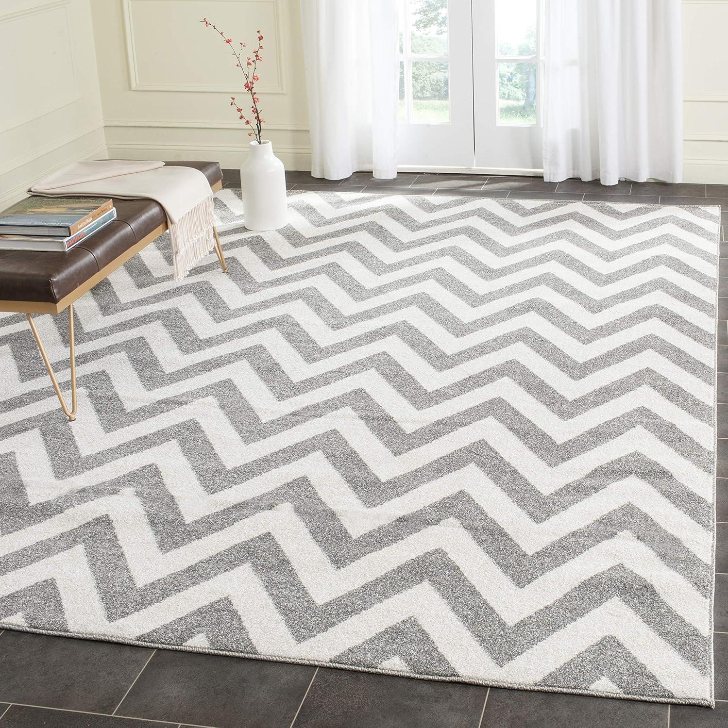 Amherst AMT419 Power Loomed Indoor Area Rug - Dark Grey/Beige - 9'x9' - Safavieh
