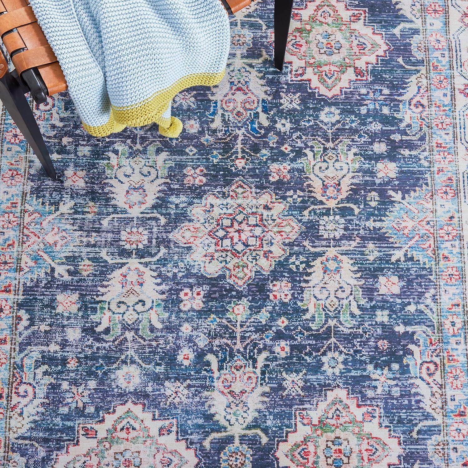 Tucson Vintage Persian TSN196 Power Loomed Machine Washable Skid-Resistant Indoor Area Rug - Navy/Beige - 9'x12' - Safavieh