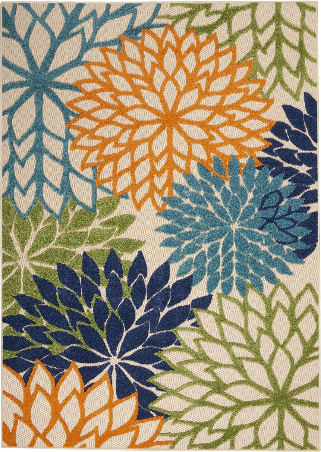 Nourison Aloha Floral Bloom Flatweave High-Low Indoor Outdoor Area Rug Multicolor 3'6" x 5'6"