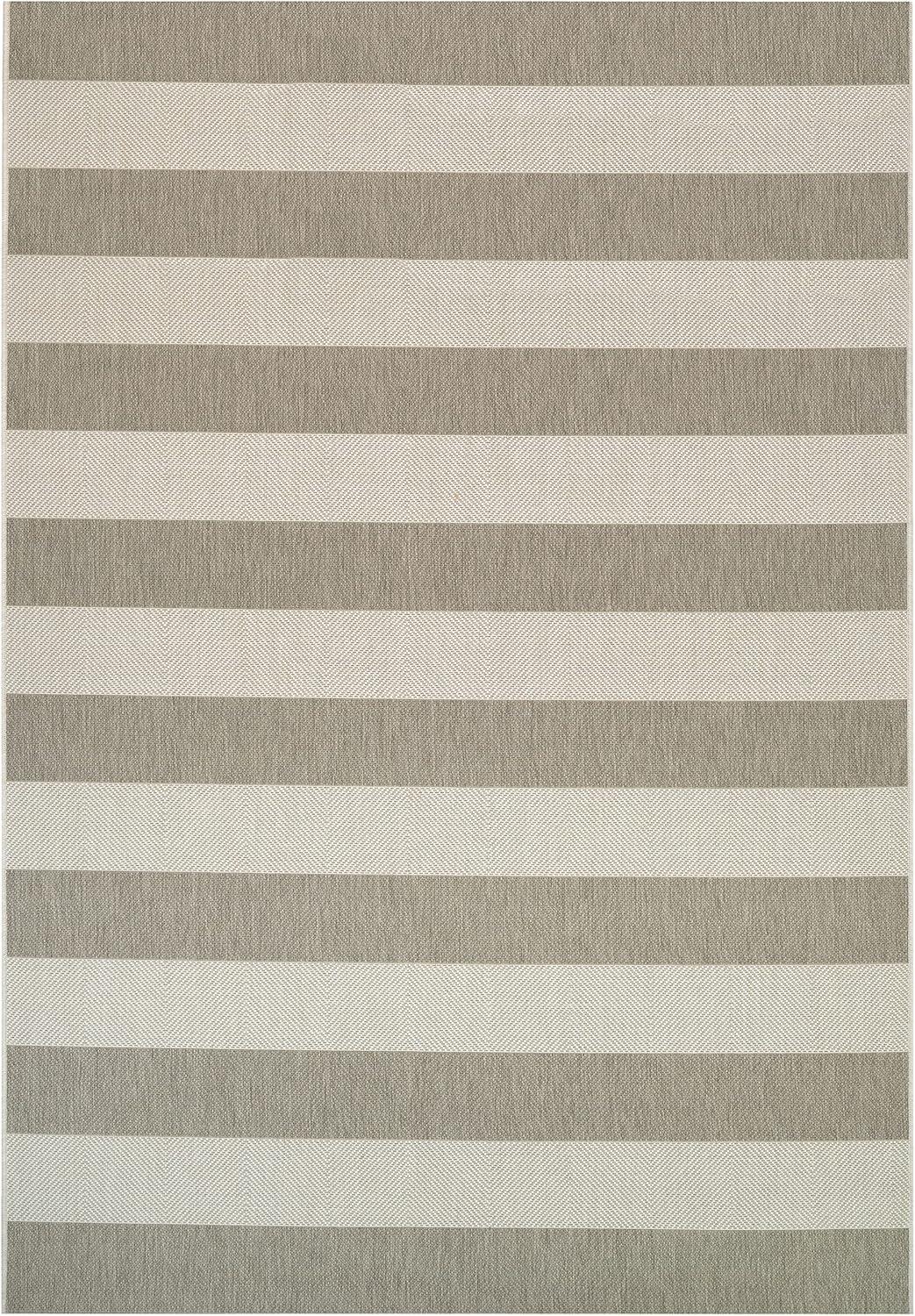 Papatya Striped Flatweave Tan Ivory Indoor Outdoor Area Rug