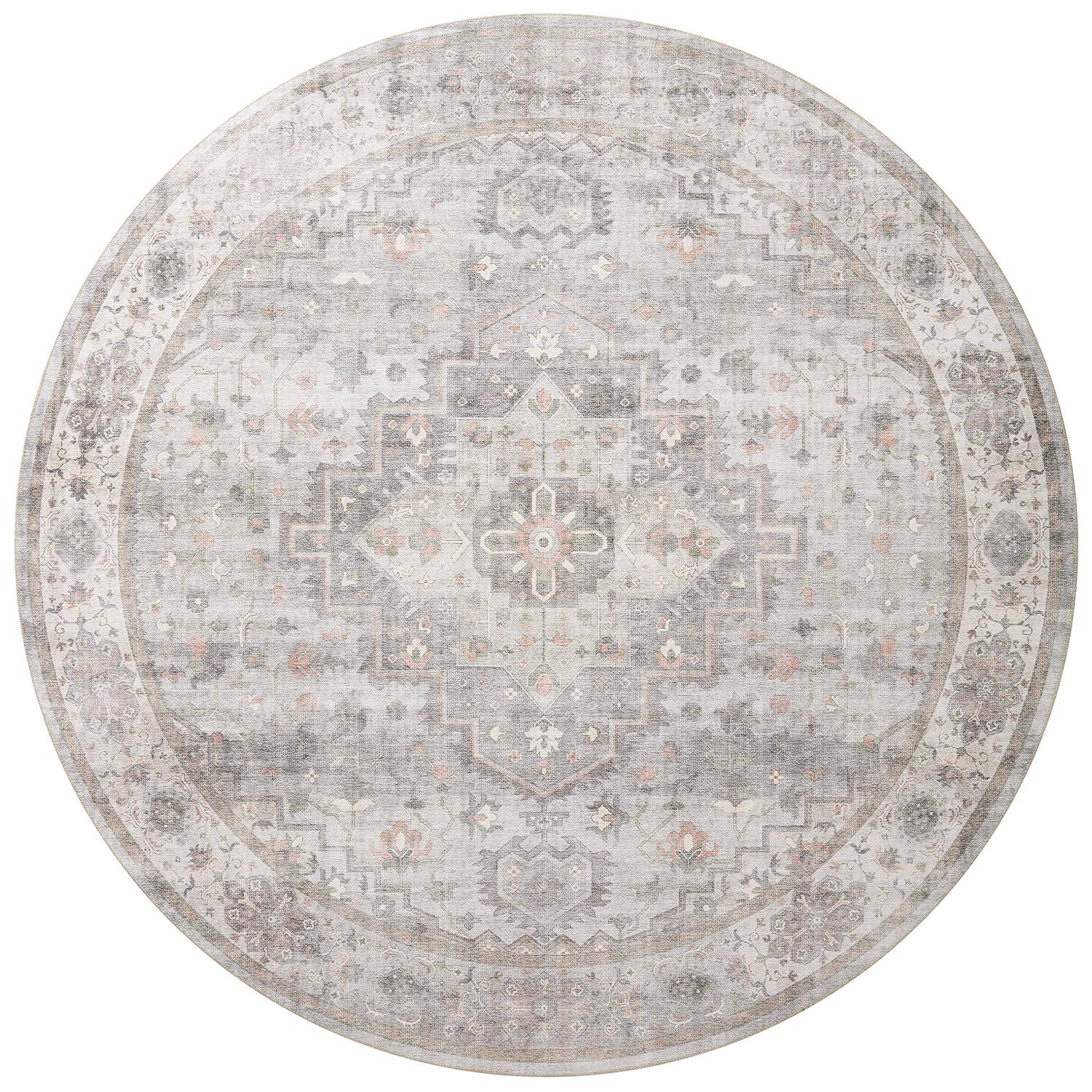 Dove & Blush Medallion 5' x 7' Wool-Synthetic Blend Area Rug