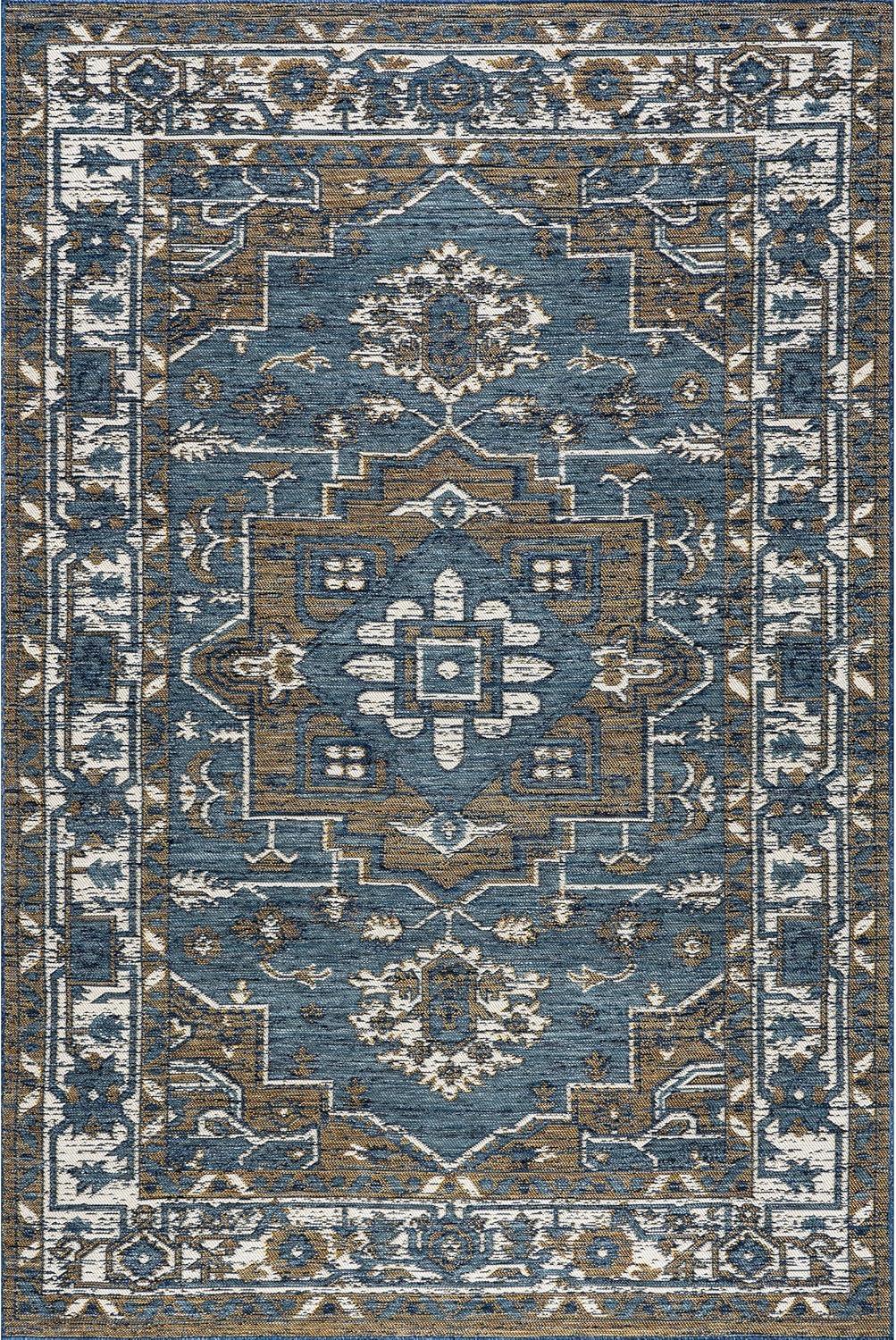 Nuloom Jamie Indoor/Outdoor Reversible Area Rug, 5' x 8', Cream & Blue