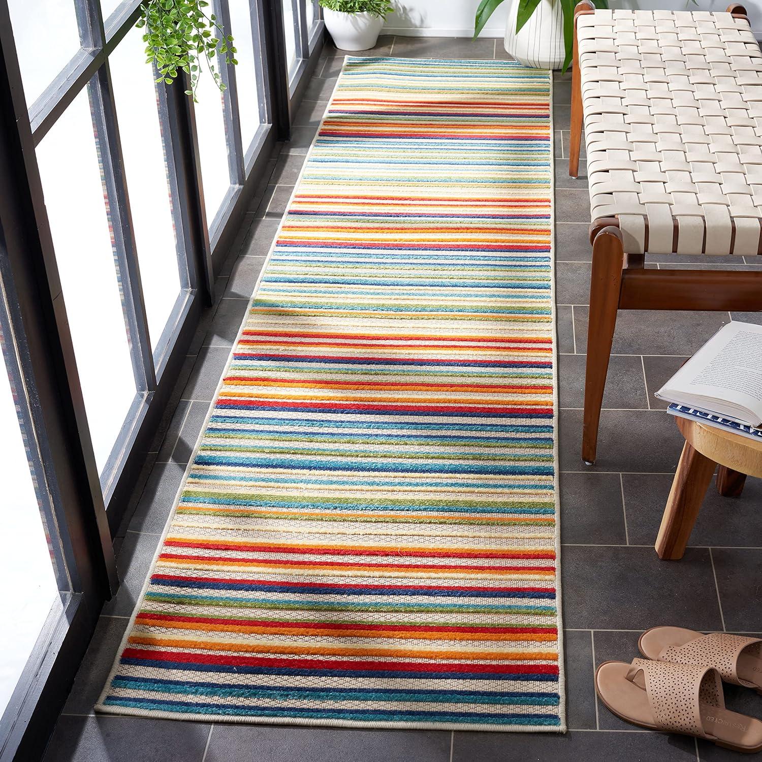 Cabana CBN323 Loomed Indoor Runner Rug - Ivory/Green - 2'2"x9' - Safavieh