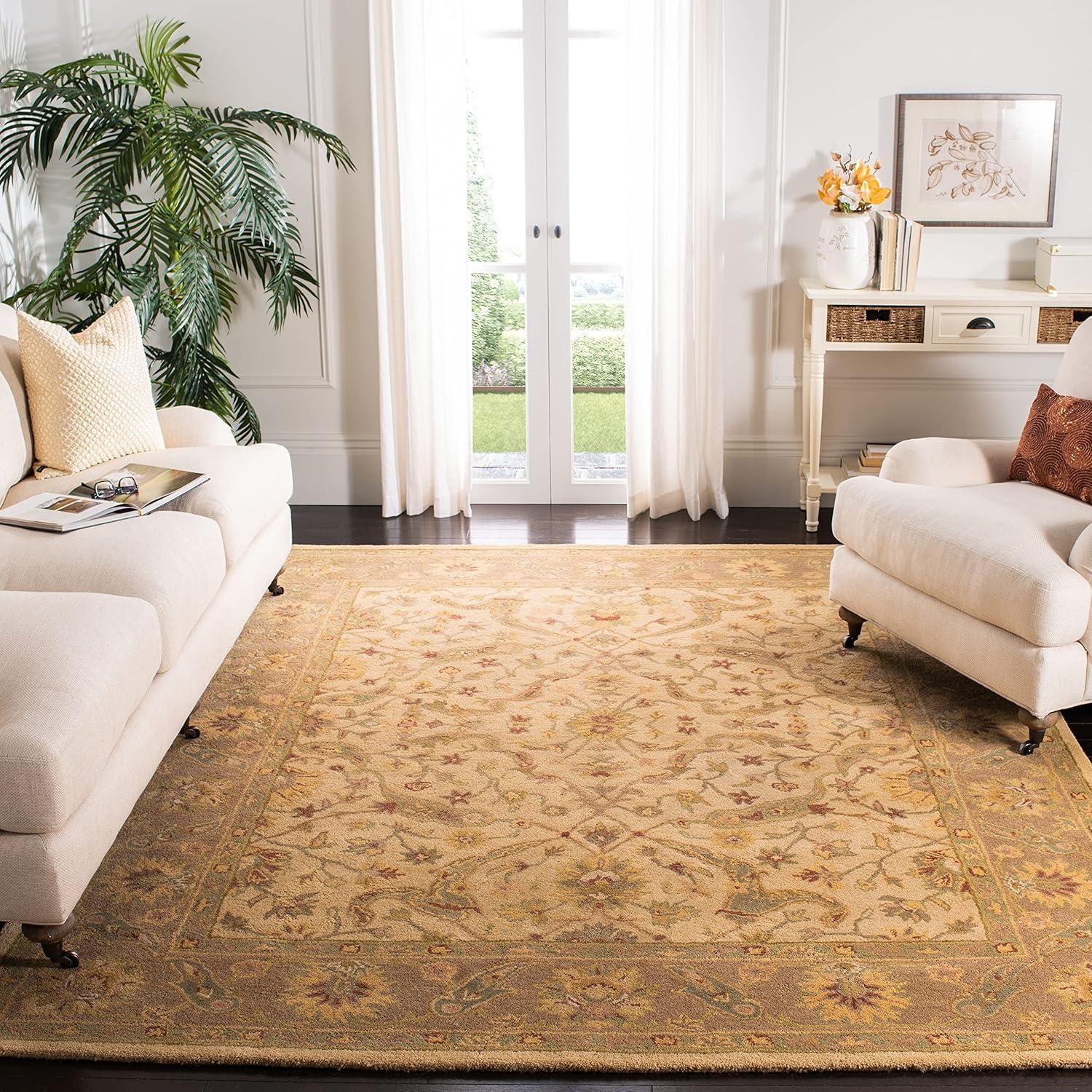 Antiquity AT311 Hand Tufted Area Rug - Teal/Beige - 8'3"x11' - Safavieh.