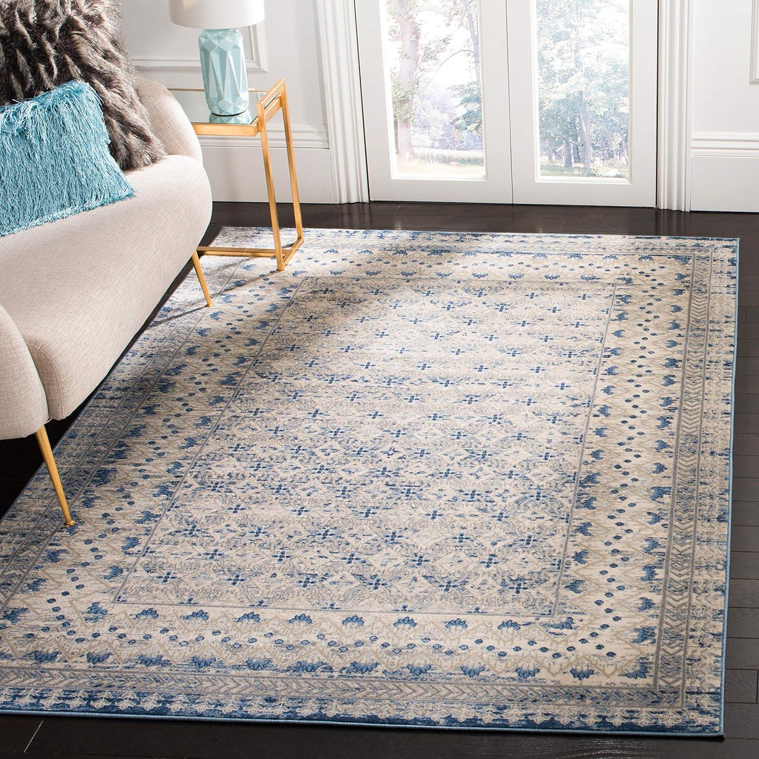 Brentwood BNT899 Power Loomed Indoor Area Rug - Light Grey/Blue - 5'x5' - Safavieh