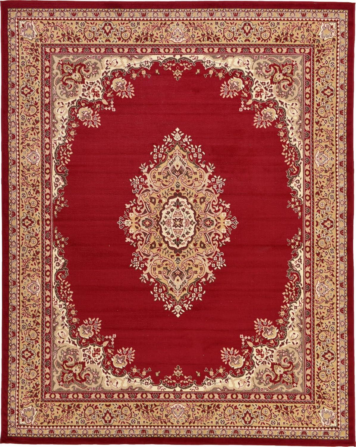 Burgundy Medallion Synthetic 8' x 10' Rectangular Rug