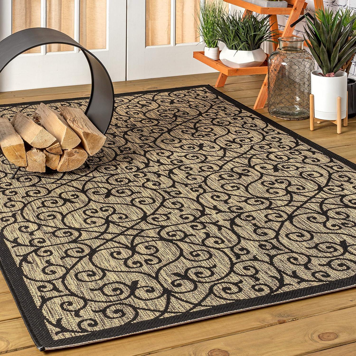 Madrid Vintage Filigree Textured Weave Indoor/Outdoor Area Rug - JONATHAN Y