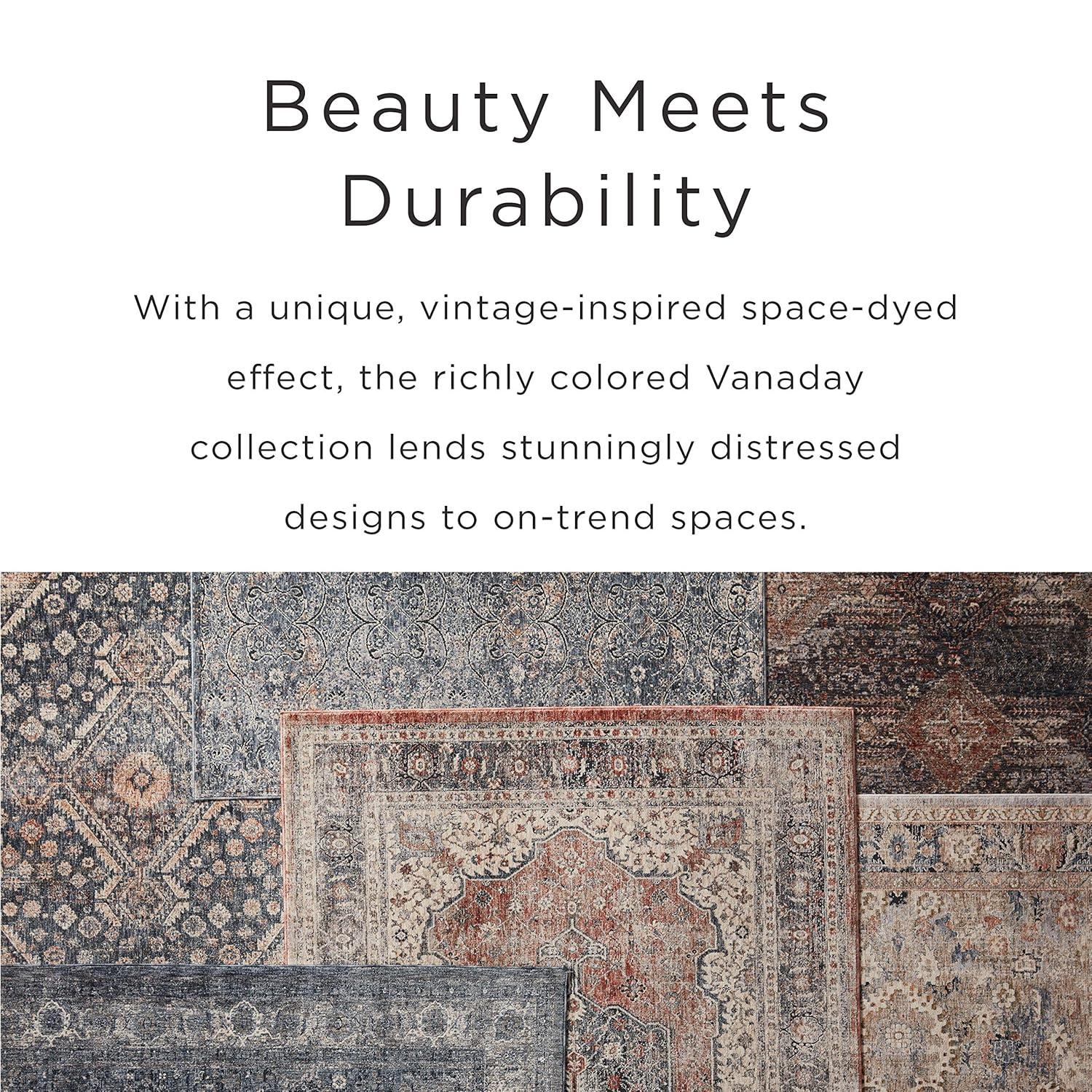 Blue and Taupe Synthetic Medallion 8' x 10' Area Rug