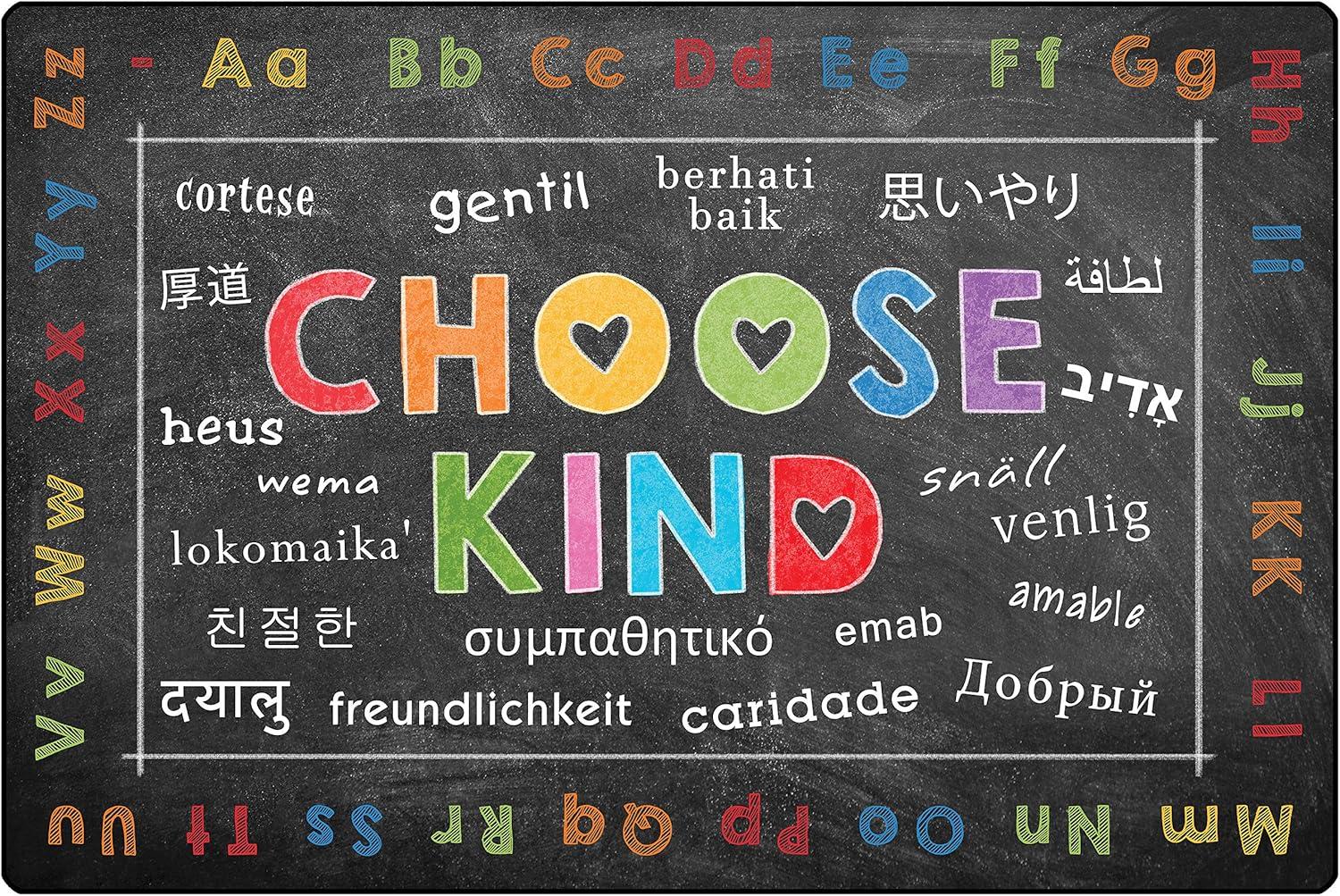 Carpets for Kids Chalkboard Choose Kind Black/Blue Tufted Area Rug