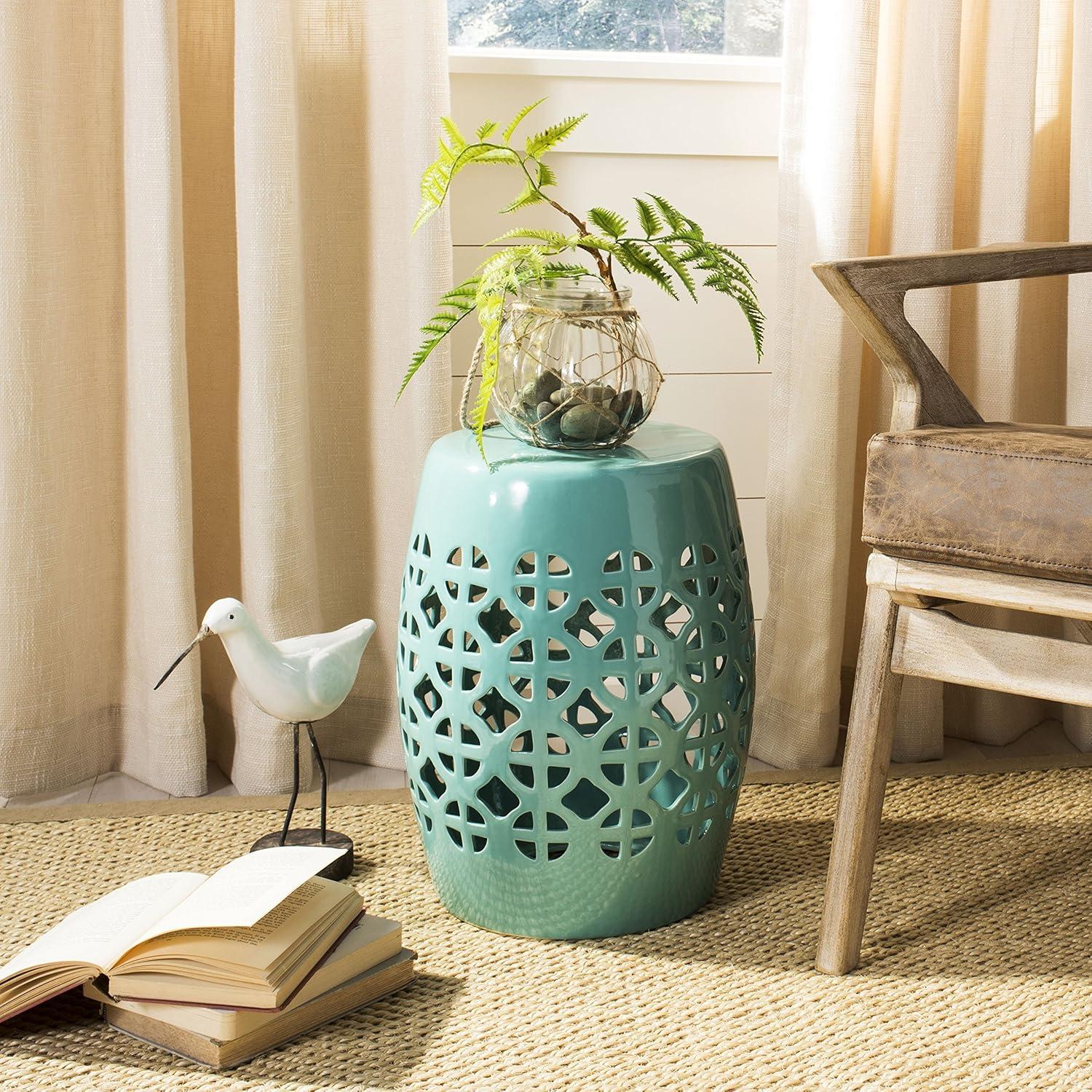 Circle Lattice Garden Stool - Indoor/Outdoor - ACS4508 - Blue - Safavieh