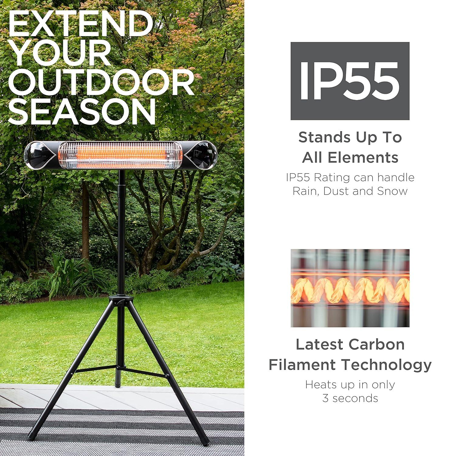 Briza Patio Heater, Large Infrared Patio Heater for Indoor and Outdoor use, 1500Watt, Mount to Ceiling/Wall