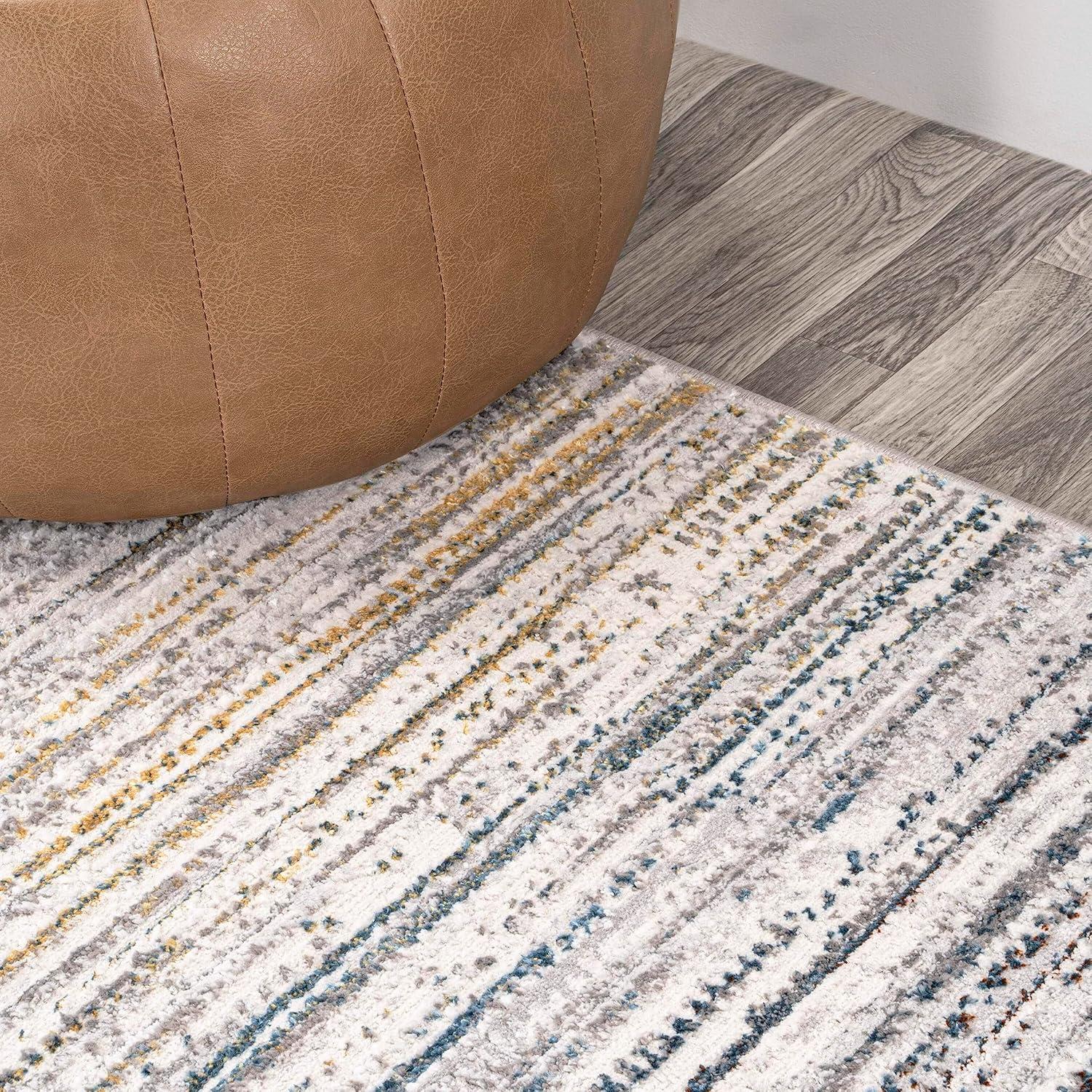 JONATHAN Y Loom Modern Strie' Gray/Blue/Orange 3 ft. x 5 ft. Area Rug