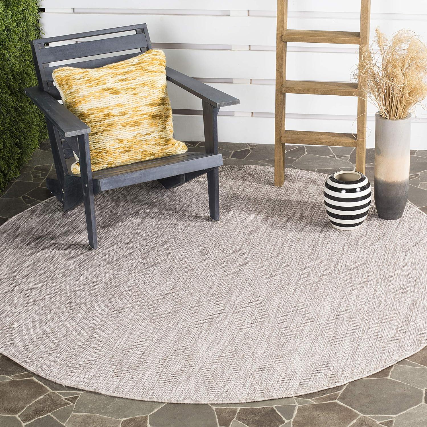 Courtyard CY8521 Power Loomed Indoor/Outdoor Area Rug - Beige/Brown - 5' round - Safavieh.